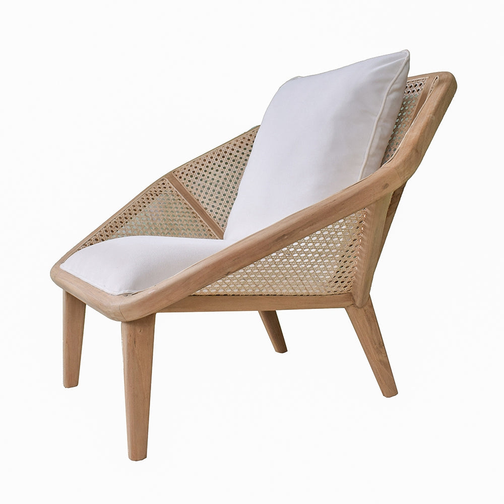 Leisure Chair with Rattan Cane Back and Hexagonal Design
