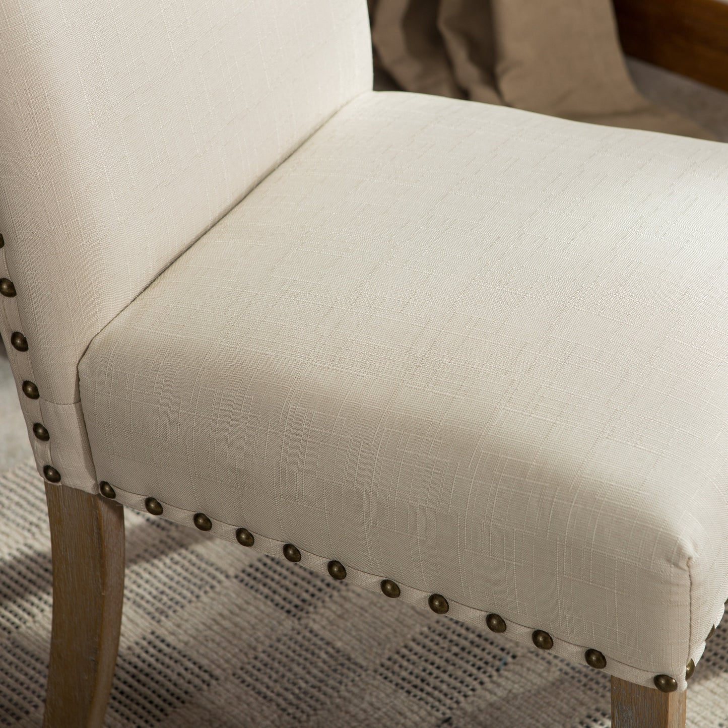 Wolen Upholstered Dining Chair with Nailhead Trim and High Back, Set of 2