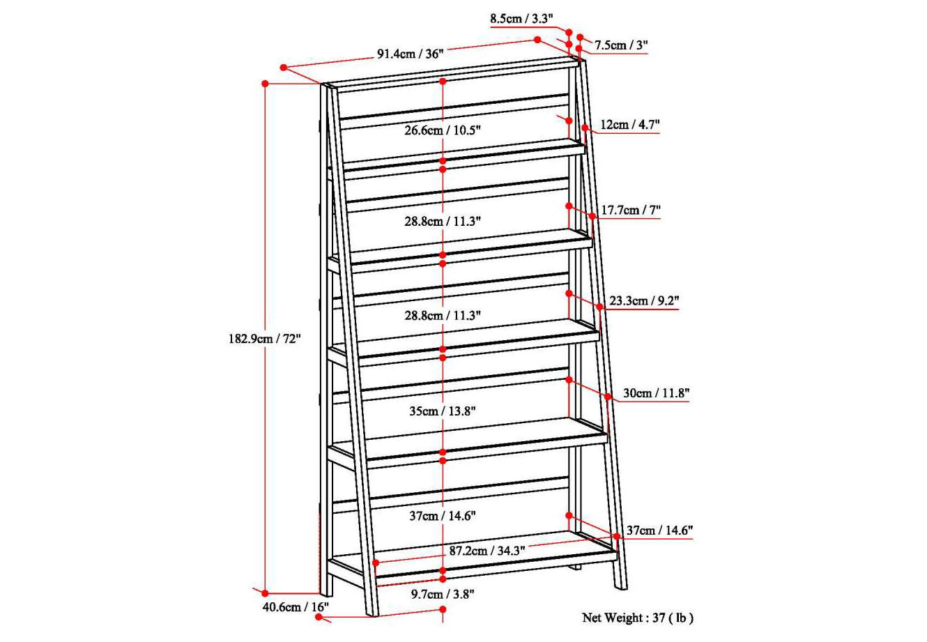Alluring Solid Wood Bookcase with Five Wide Shelves