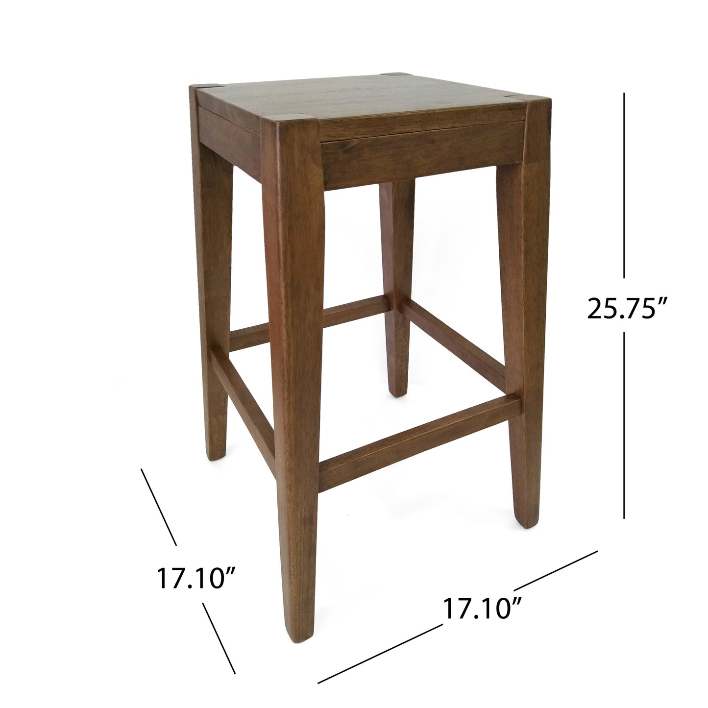 Wood Counter Stool with Armless Design and Footrest, Set of 2