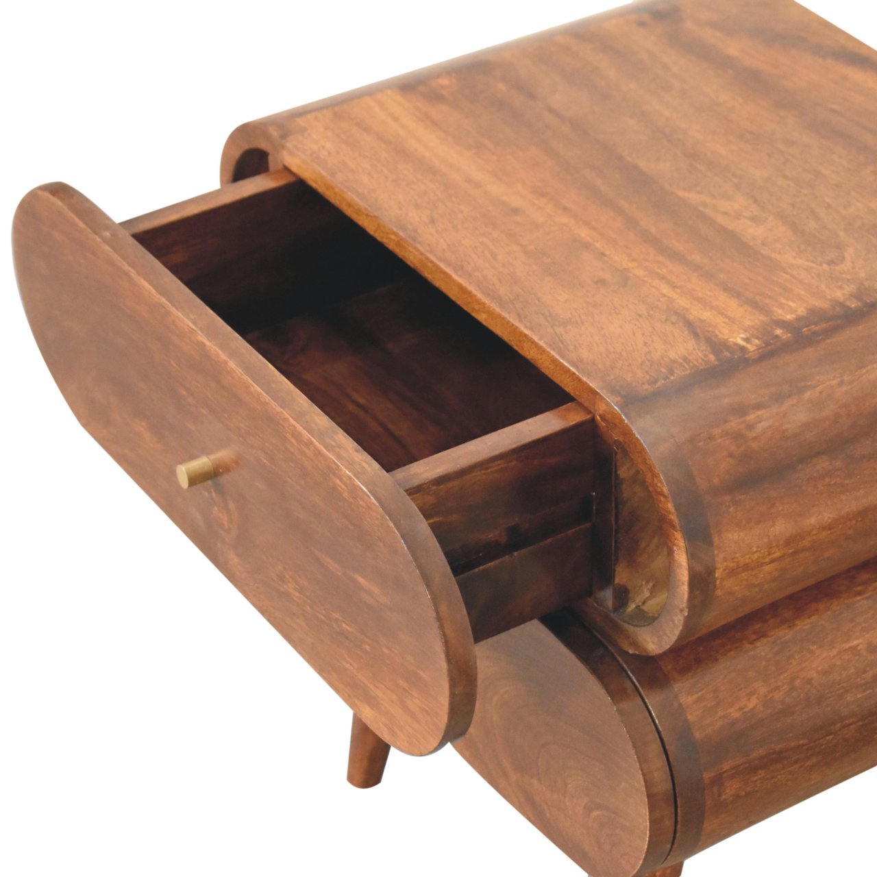 Bedside with 2 Drawers and Round Capsule Design
