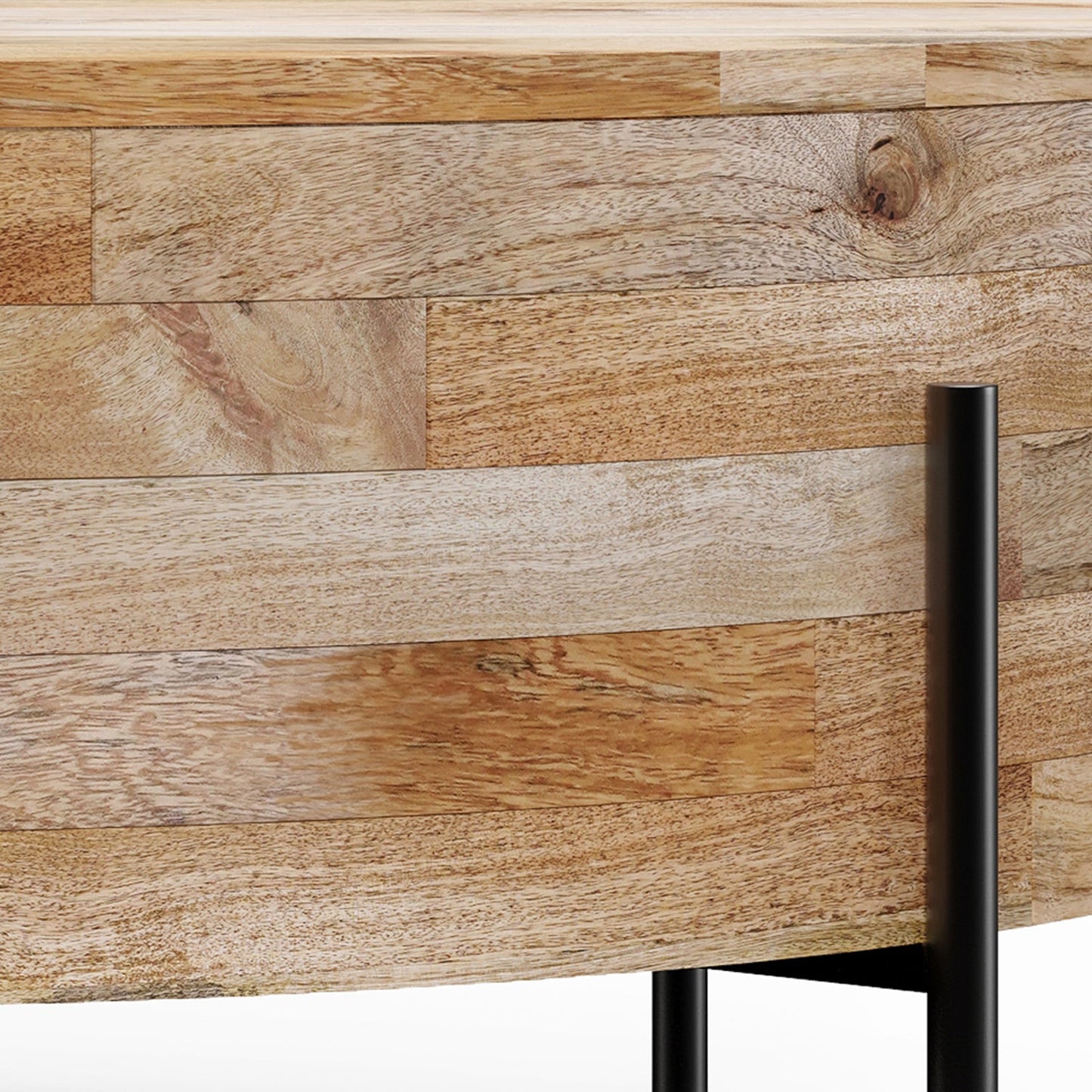 Round Drum Coffee Table with Black Metal Legs