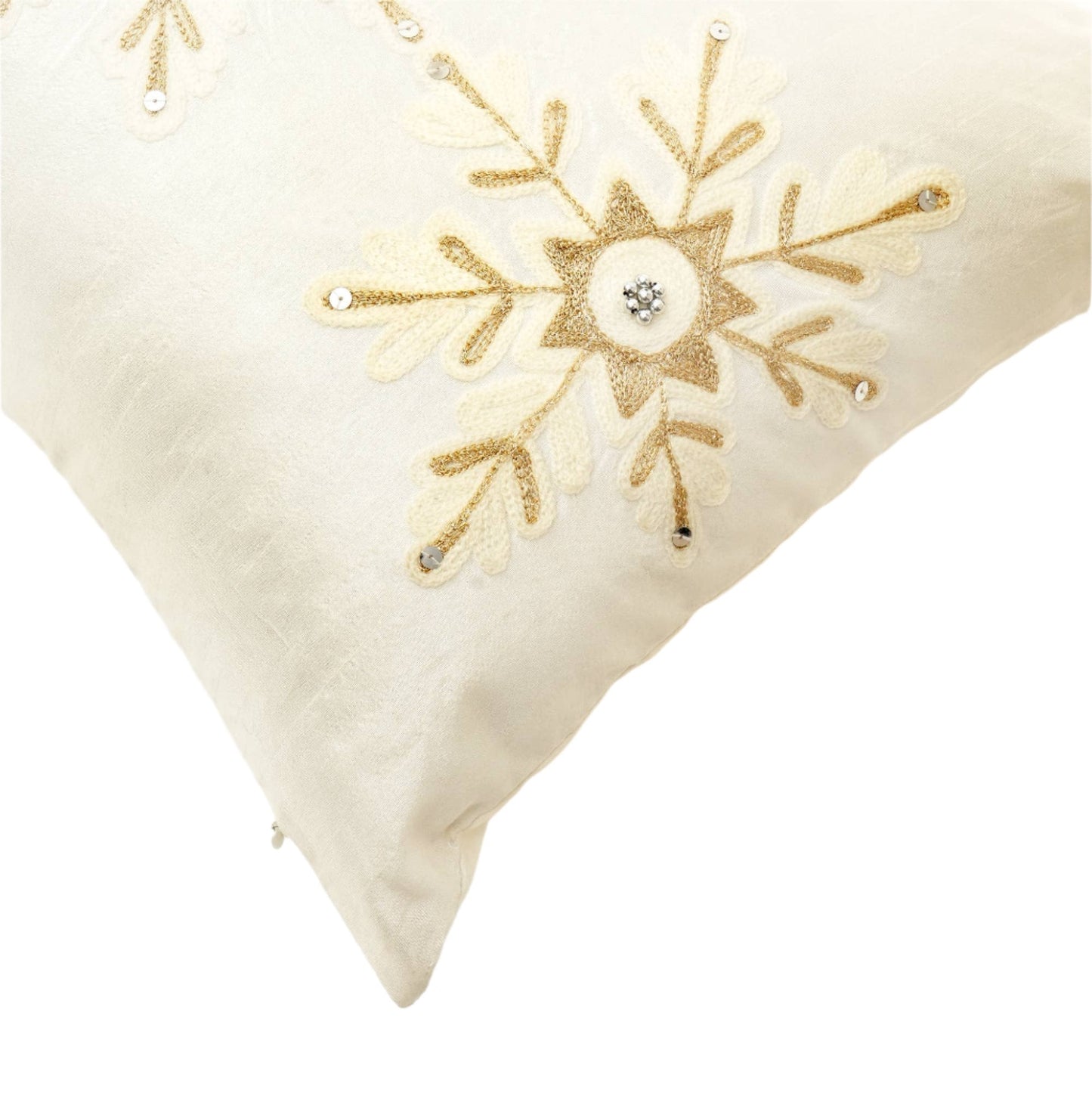 Snow Fall Bead Work Lumbar Pillow
