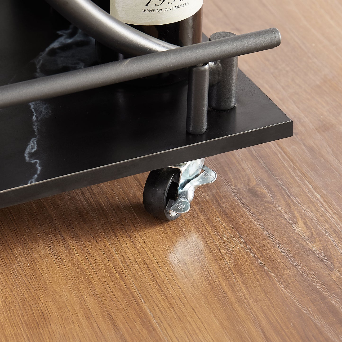 2-Tier Metal Bar Cart with Wine Rack and Glass Holder