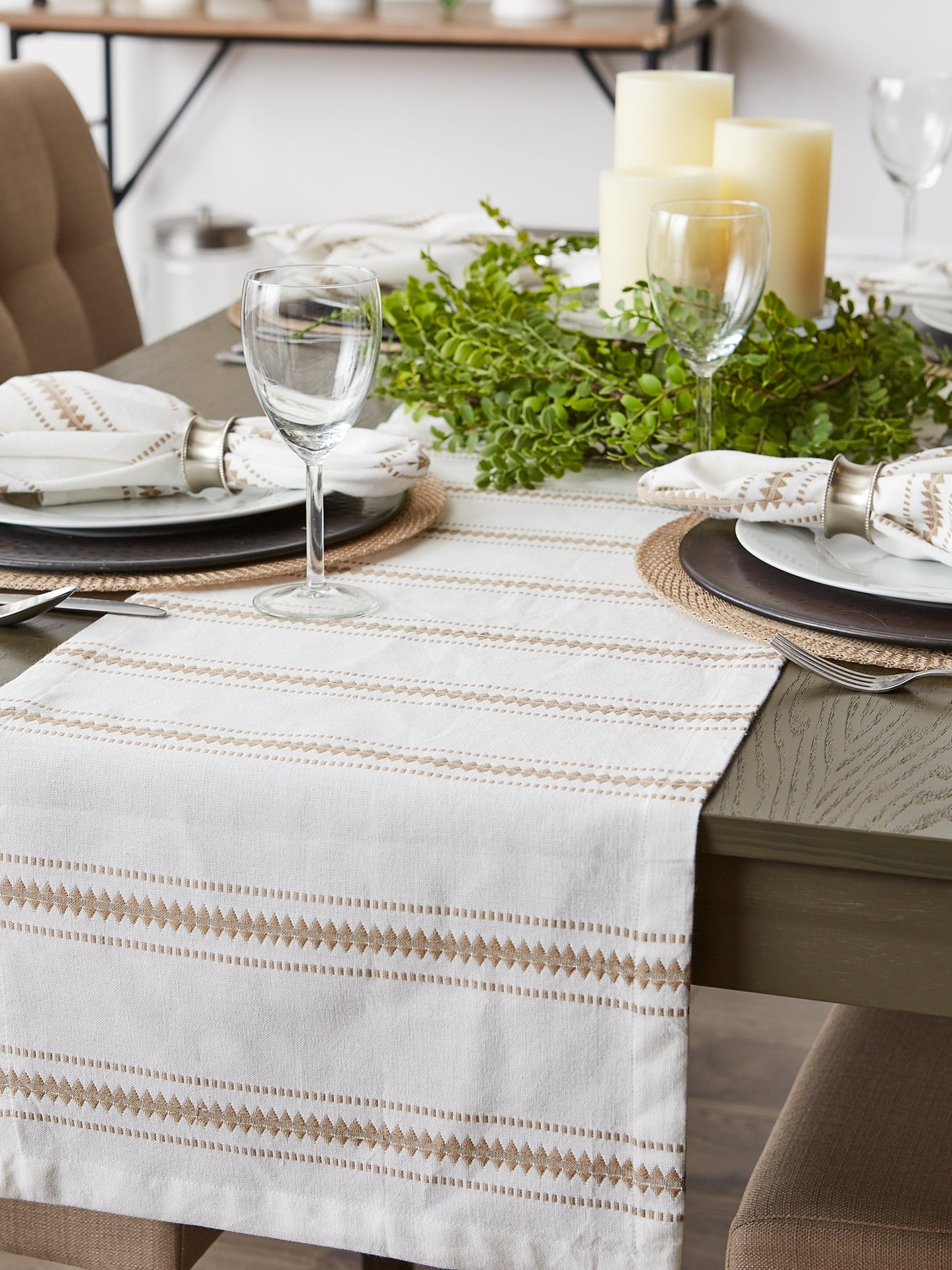 Stone Zig Dobby Stripe Table Runner 14X72