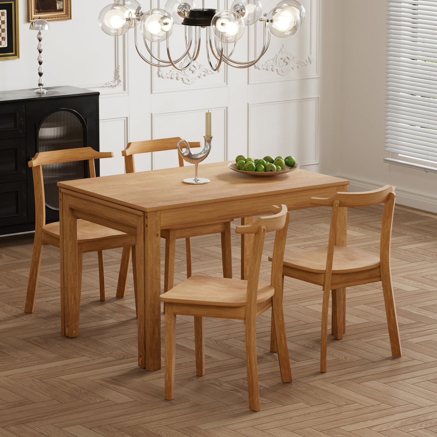Holva 5-Piece Dining Set with Extendable Table and 4 Open Back Chairs