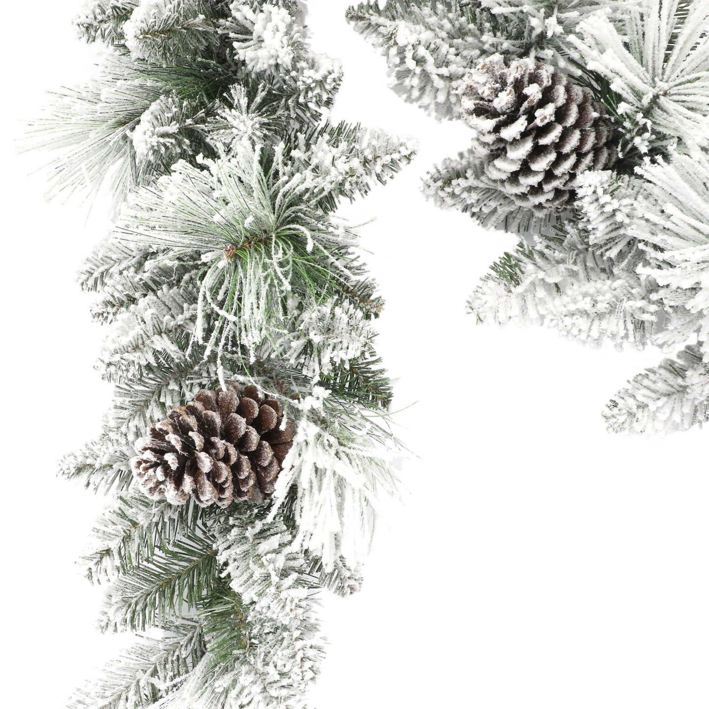 9 ft x 10 in Flocked Berkshire Spruce Garland 170 Tips Pine Cones