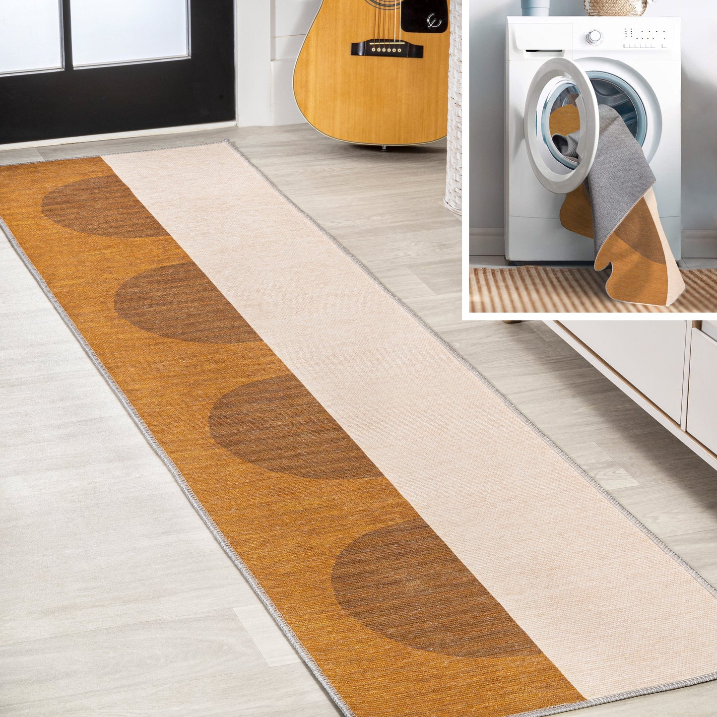 Demie Minimalist Graphic Circle Machine-Washable Area Rug