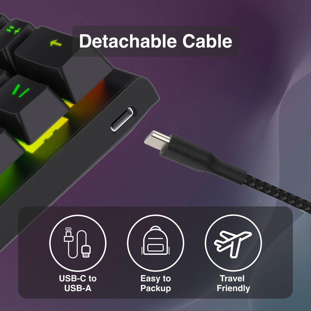 Laser Gaming Mini Mechanical Keyboard with RGB Backlight (Black)