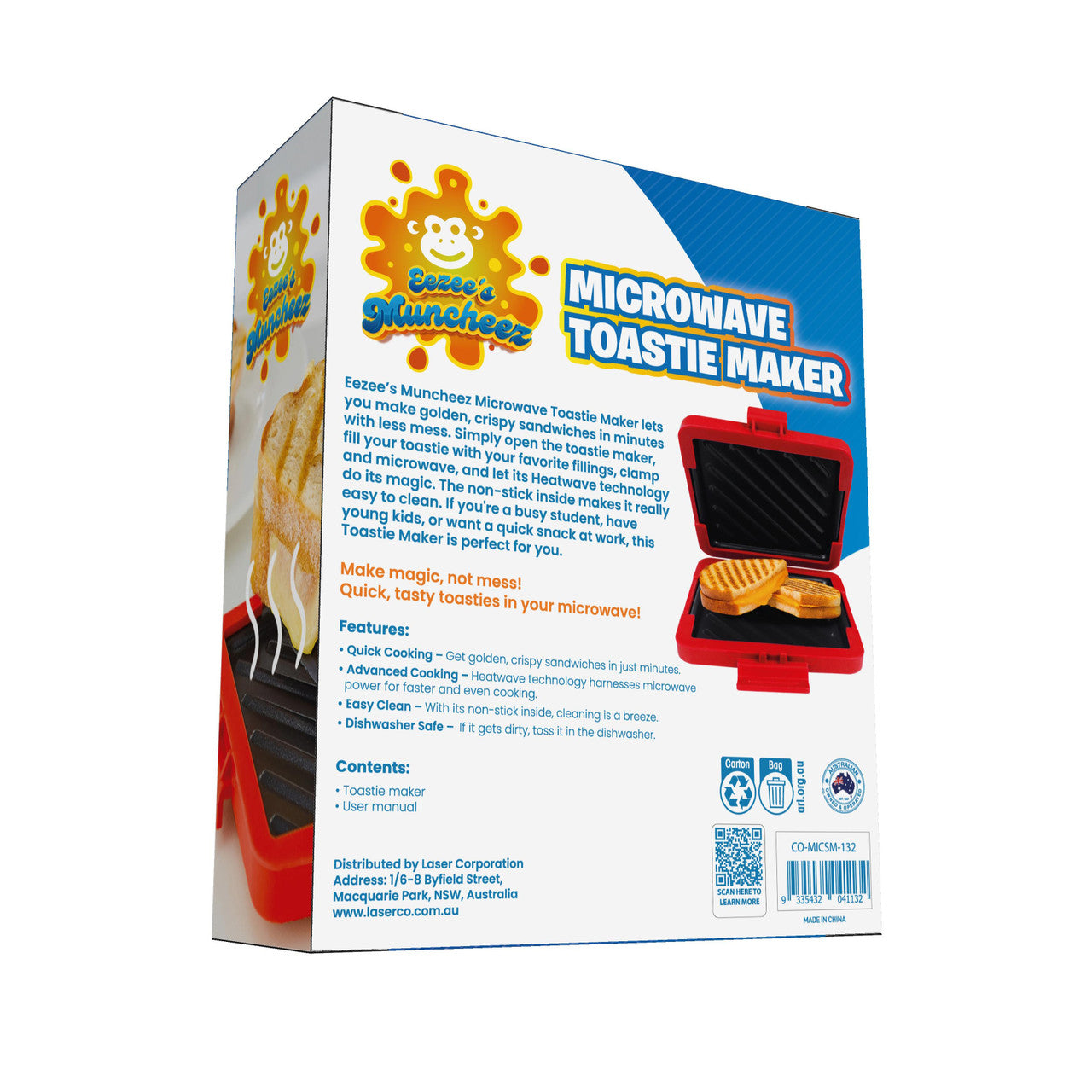 Laser Microwave Toastie Maker with Heatwave Tech (Red)