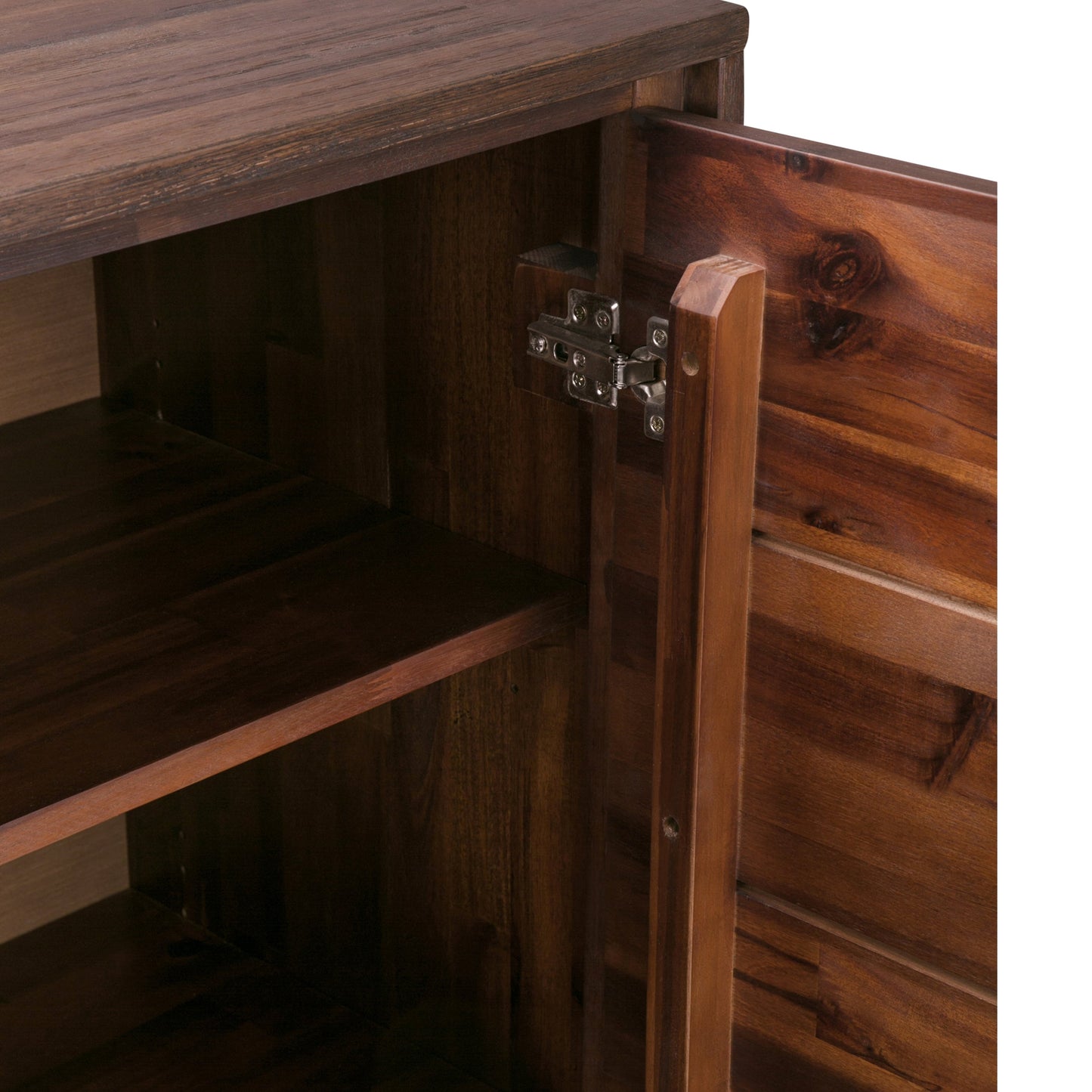 Passage 2-Door Storage Cabinet with 4 Adjustable Shelves and Metal Angled Legs