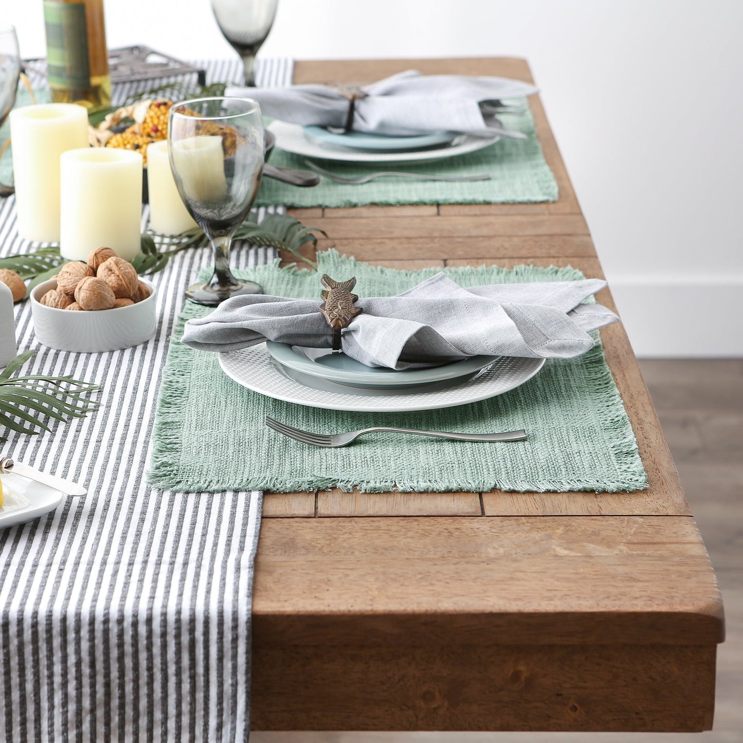 Jadeite Basket Fringe Placemats, Set Of 4
