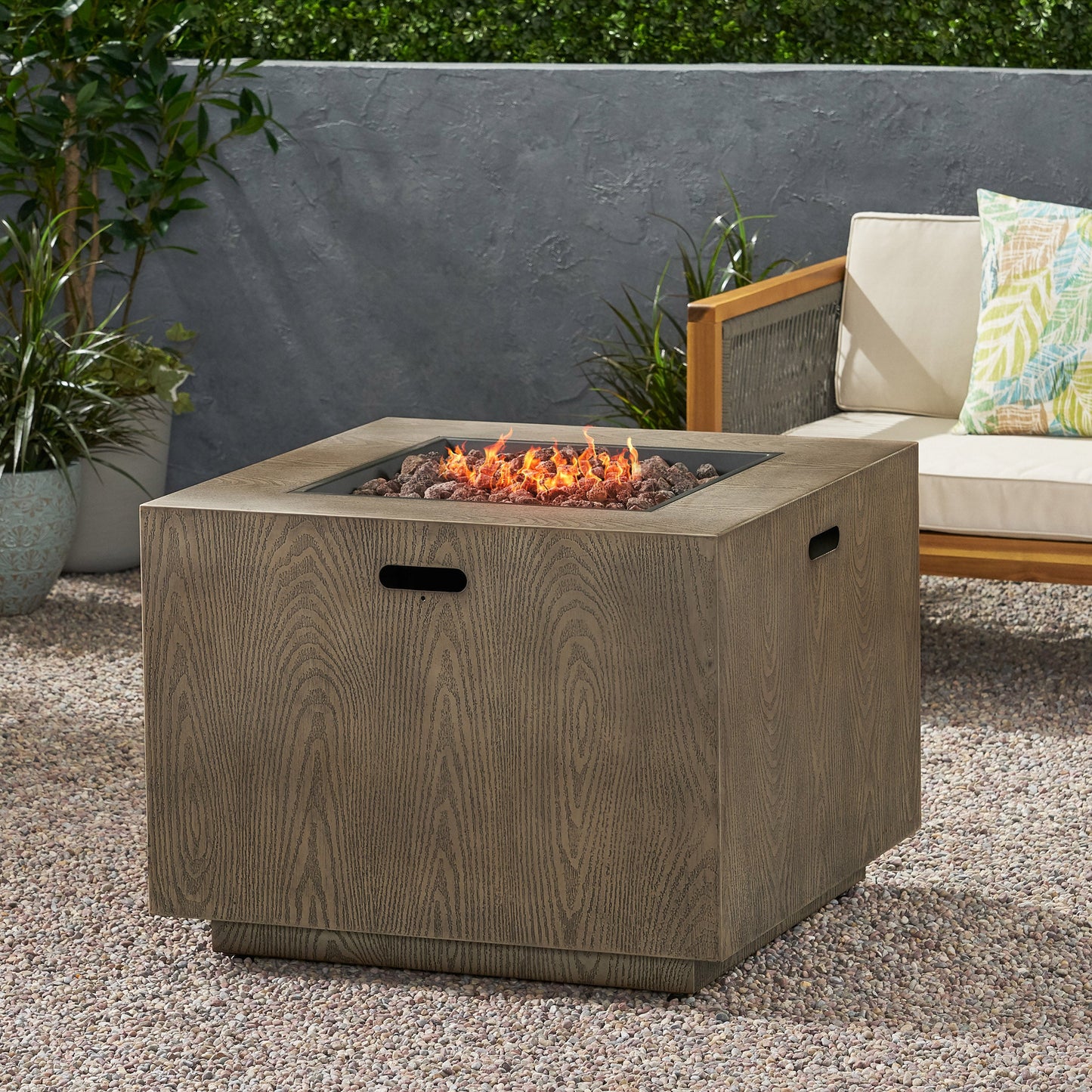 Outdoor Square Concrete Gas Burning Firepit