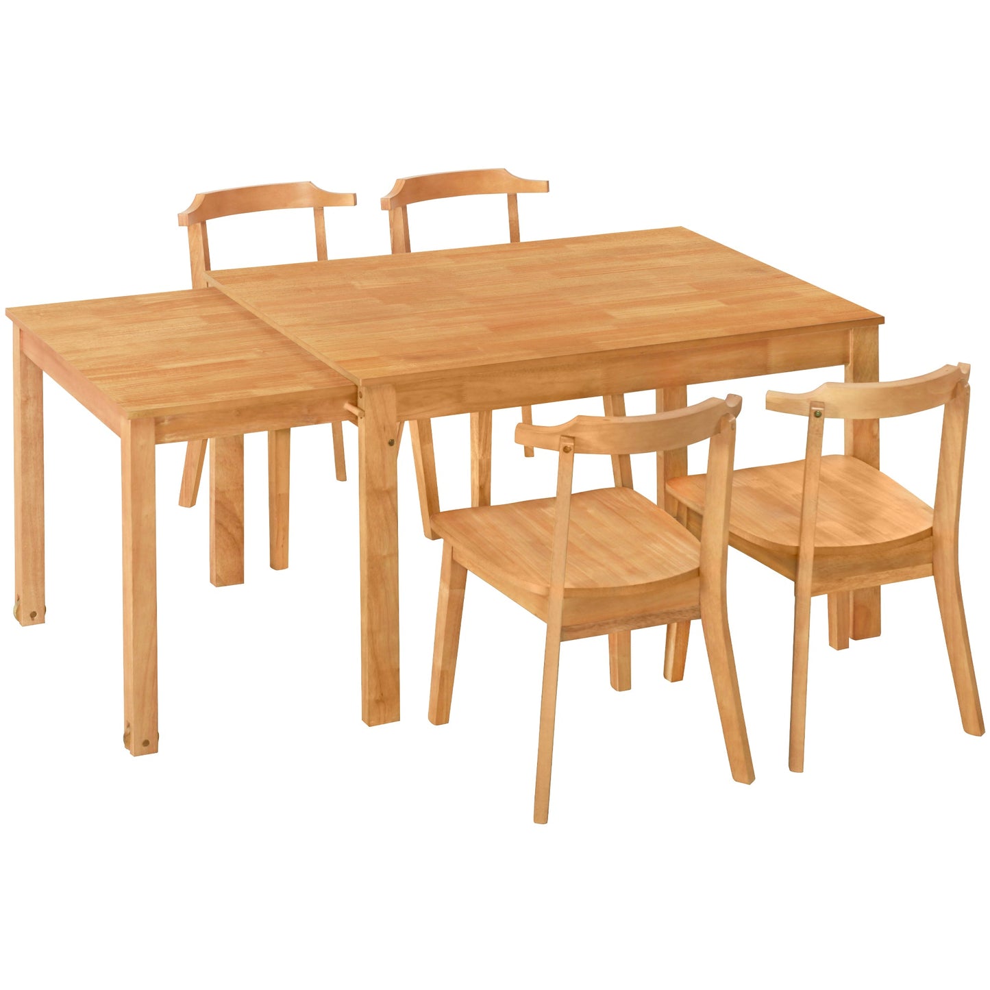 Holva 5-Piece Dining Set with Extendable Table and 4 Open Back Chairs
