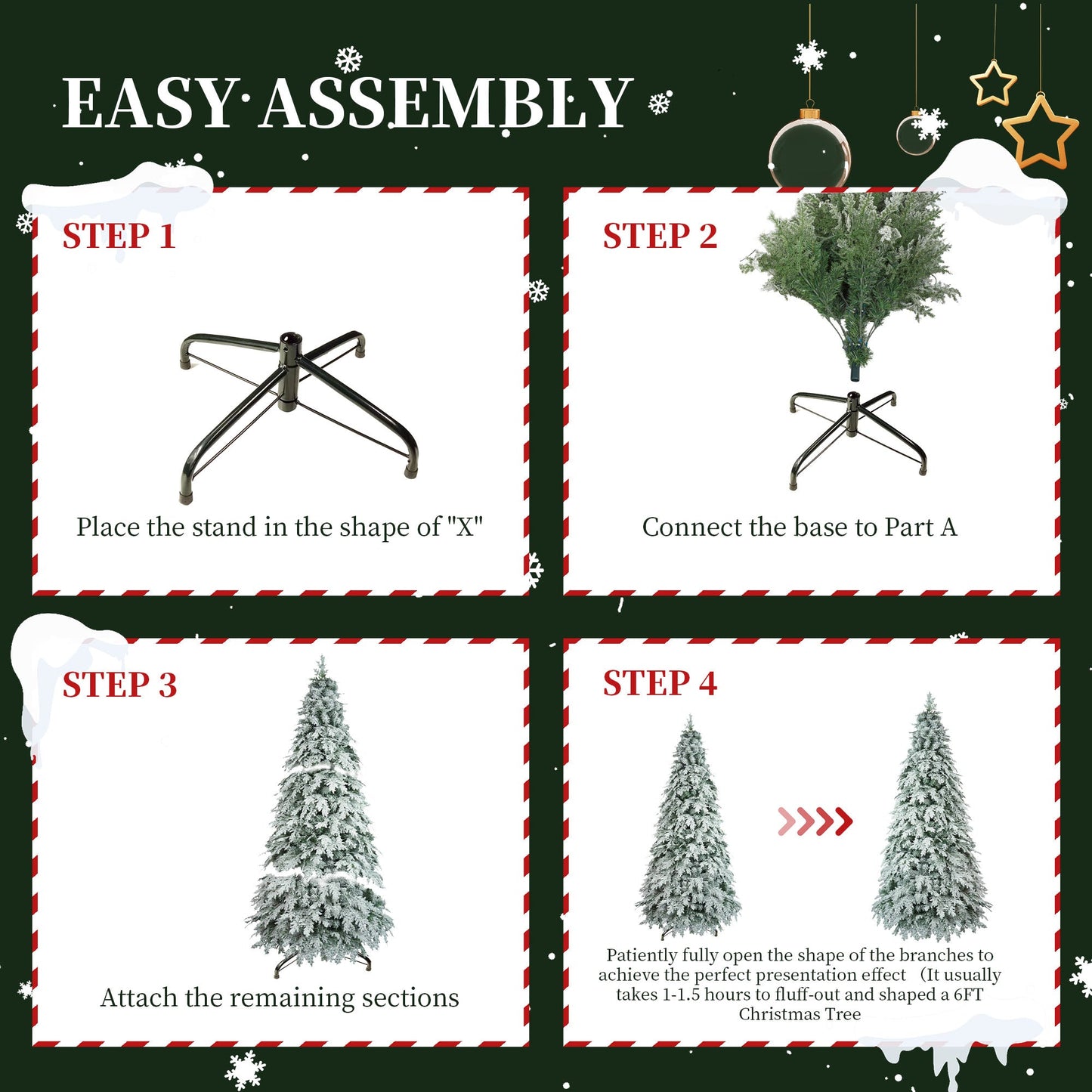 Lirna 7.5ft Artificial Christmas Tree with 400 LED Lights and 1200 Bendable Branches, Xmas Tree Christmas Decorations
