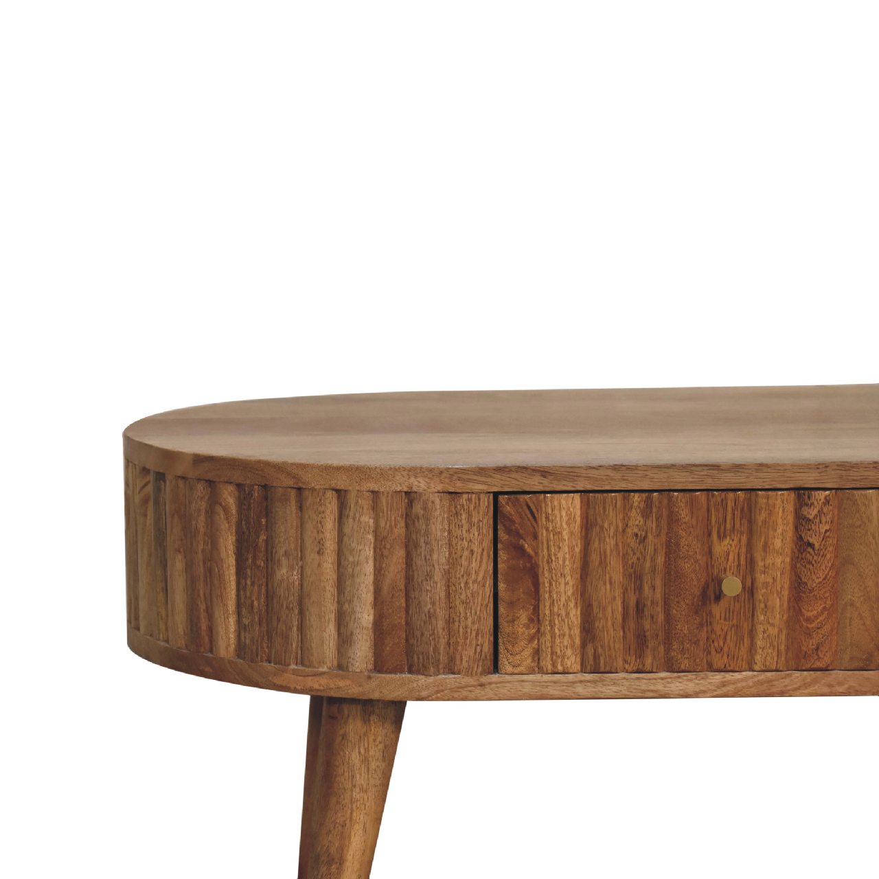 Oval Coffee Table with 2 Drawers and Wood Frame