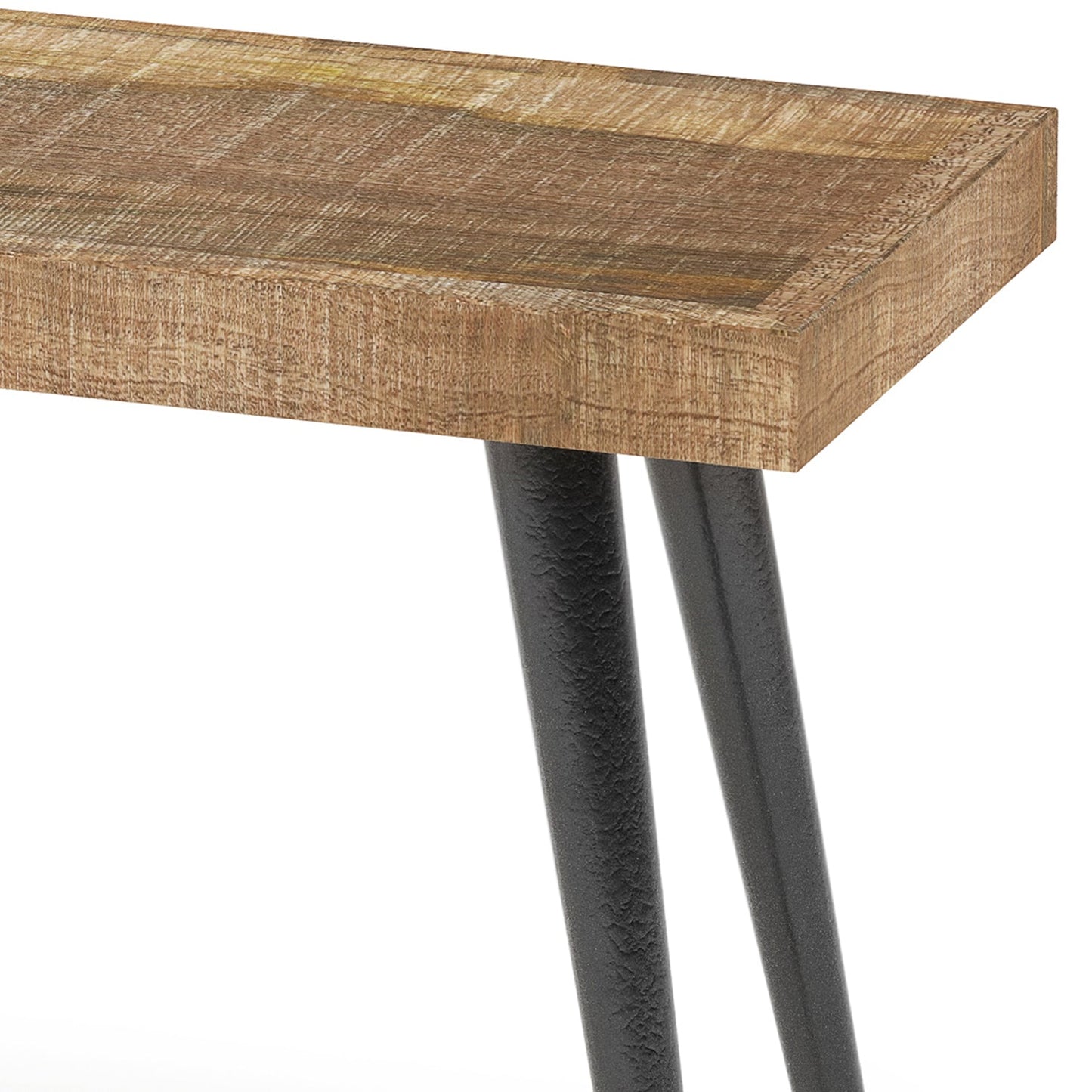 Wood Bench with Tapered Powder-Coated Metal Legs