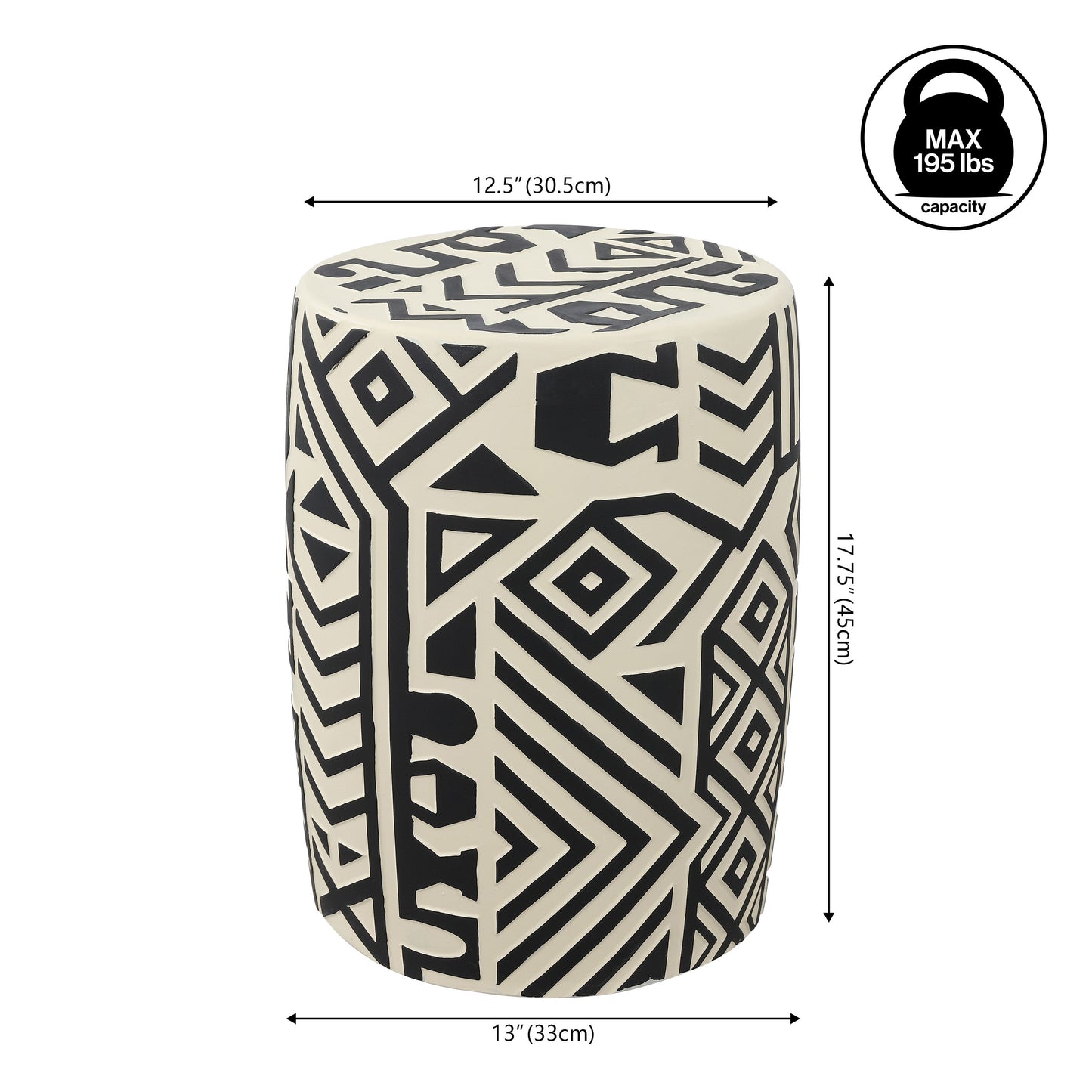 Rafi MidCentury Modern Geometric Drum Garden Stool