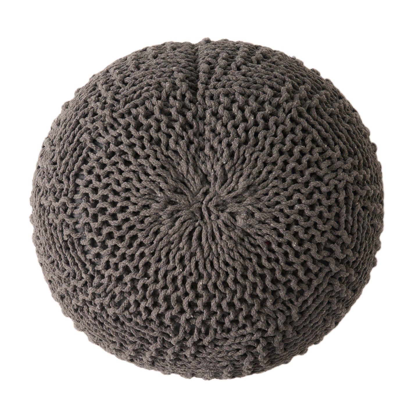 Claritys Round Pouf with Knit Weave Design
