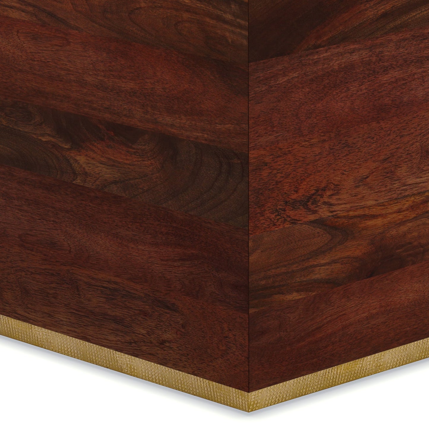 Ephemeral Square Coffee Table with Brass Accent Trim Base