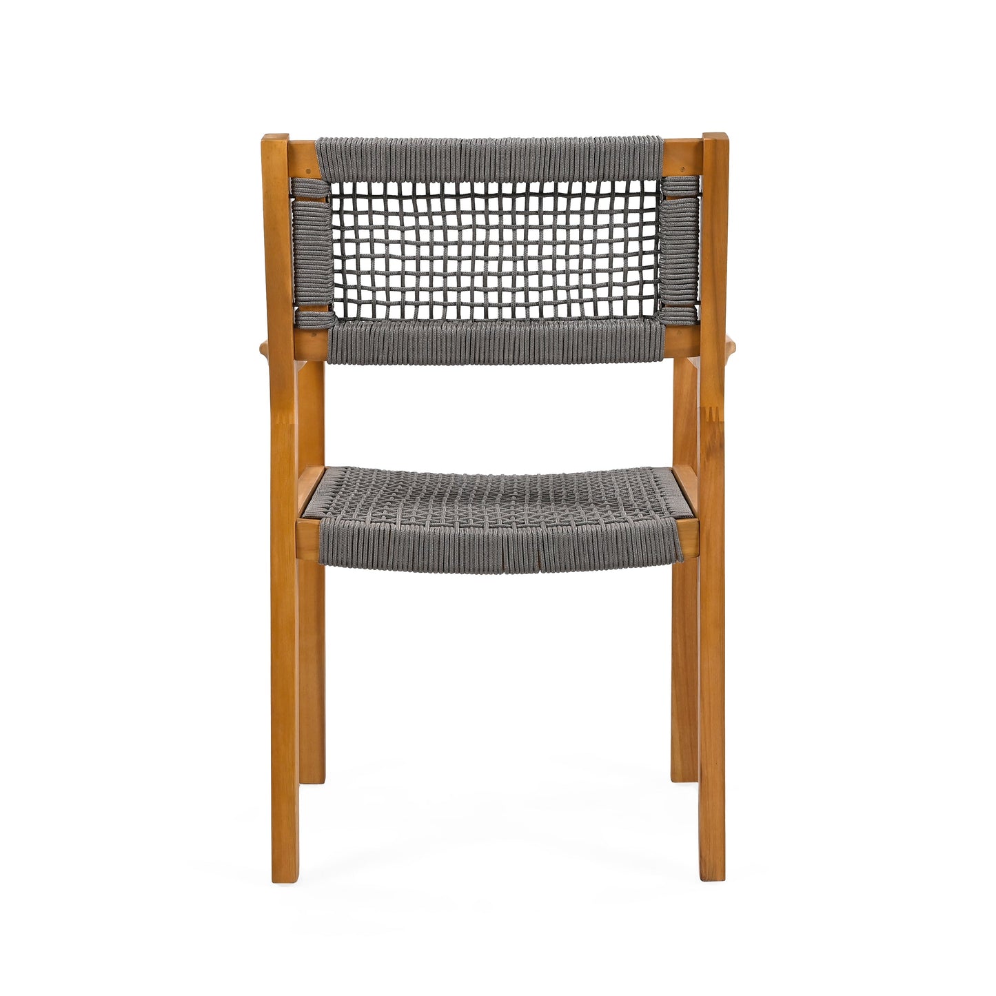 Belladom Wood and Rope Dining Chair with Open Back, Set of 2
