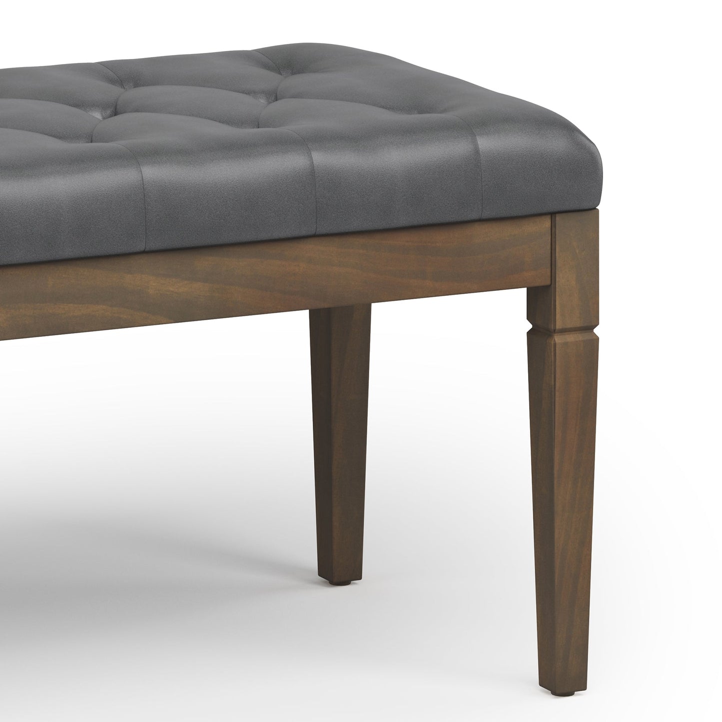 Flourishing Small Upholstered Tufted Ottoman Bench with Carved Legs