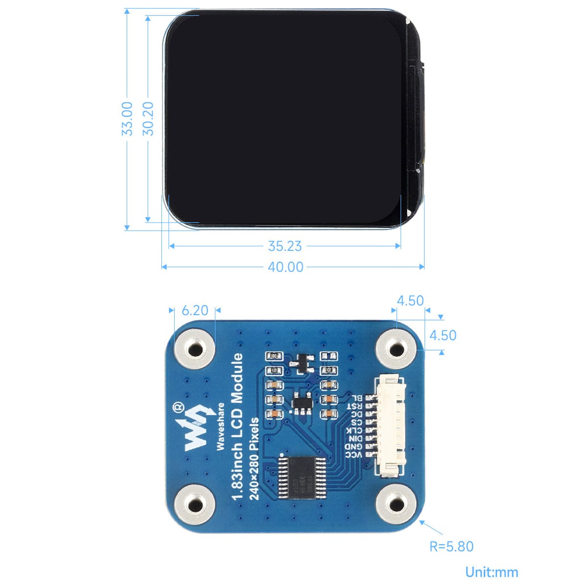 1.83" IPS LCD Display Module (240 x 280)