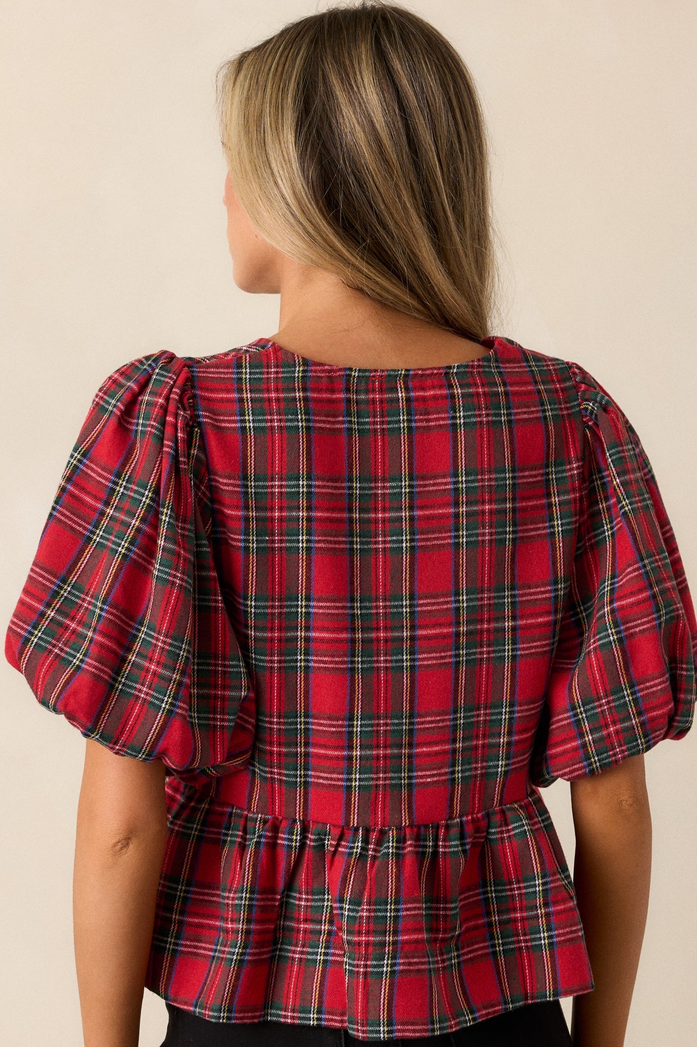 Ribbons of Glamour Red Puff Sleeve Top