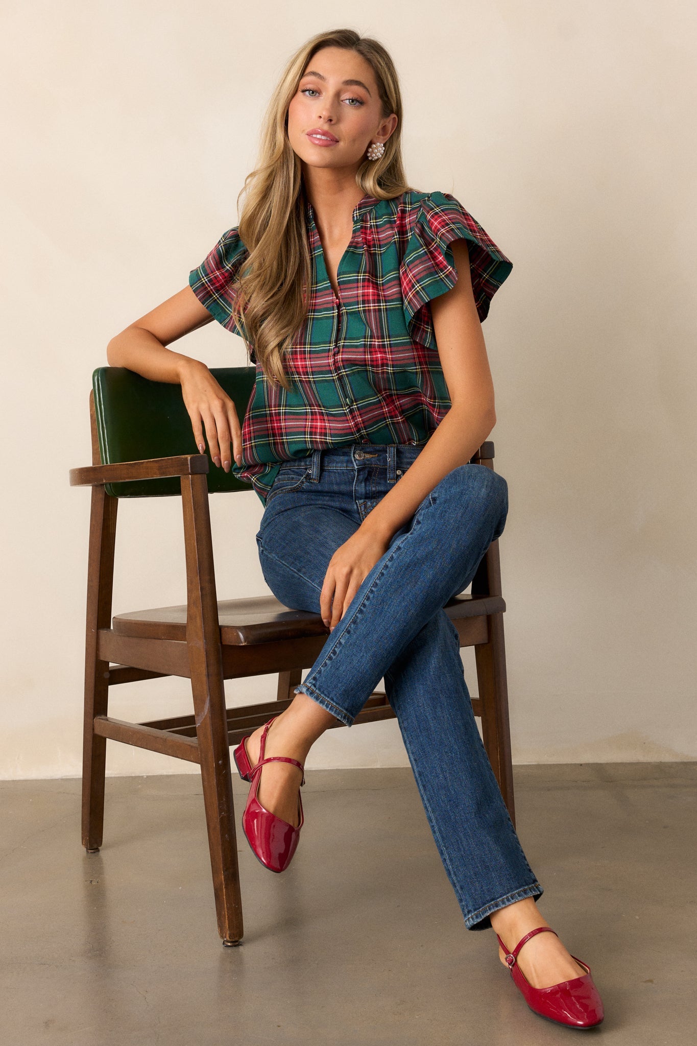 Mistletoe Magic Emerald Plaid Top