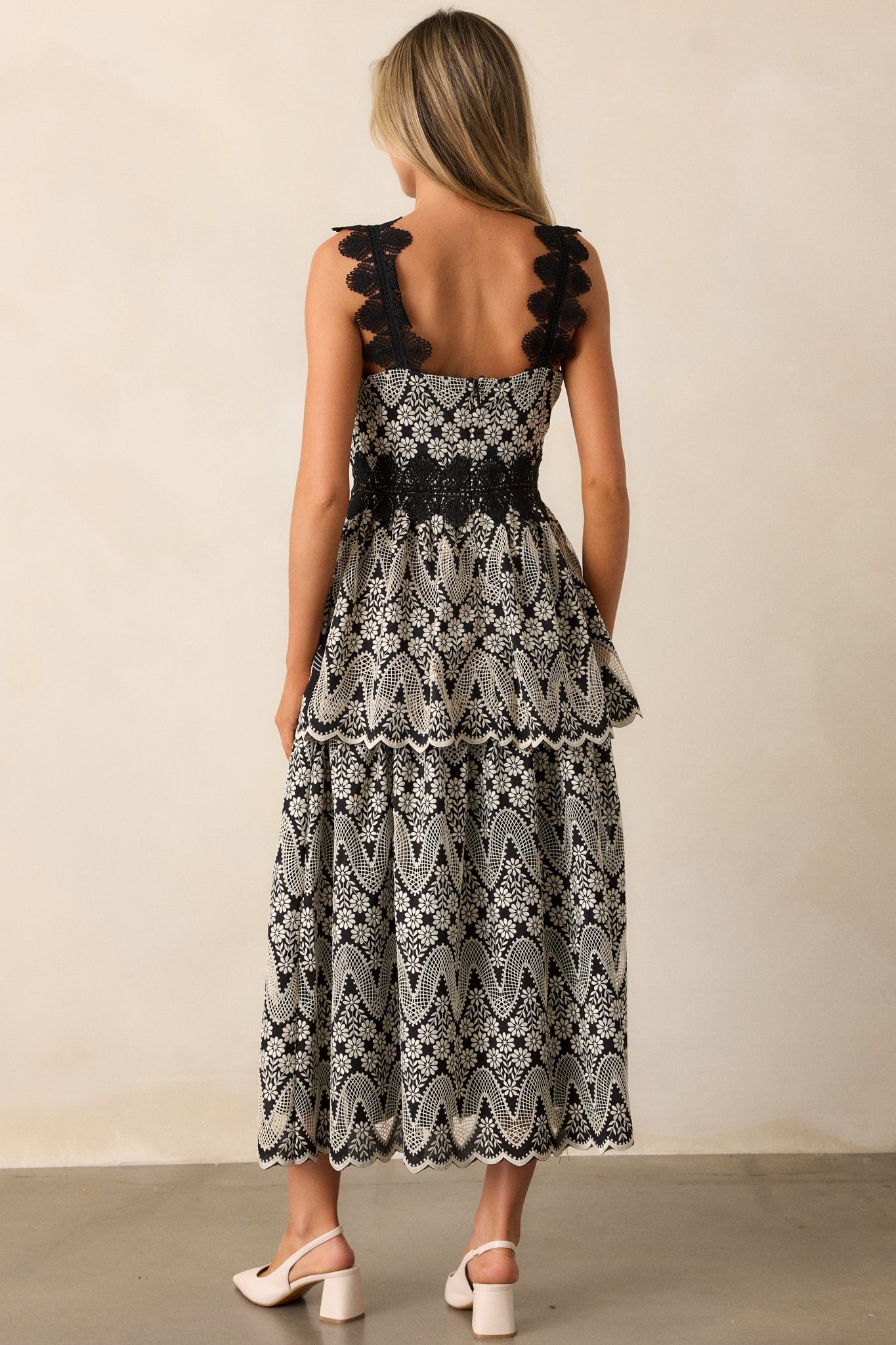 Mysteries Of The Night Black Eyelet Midi Dress