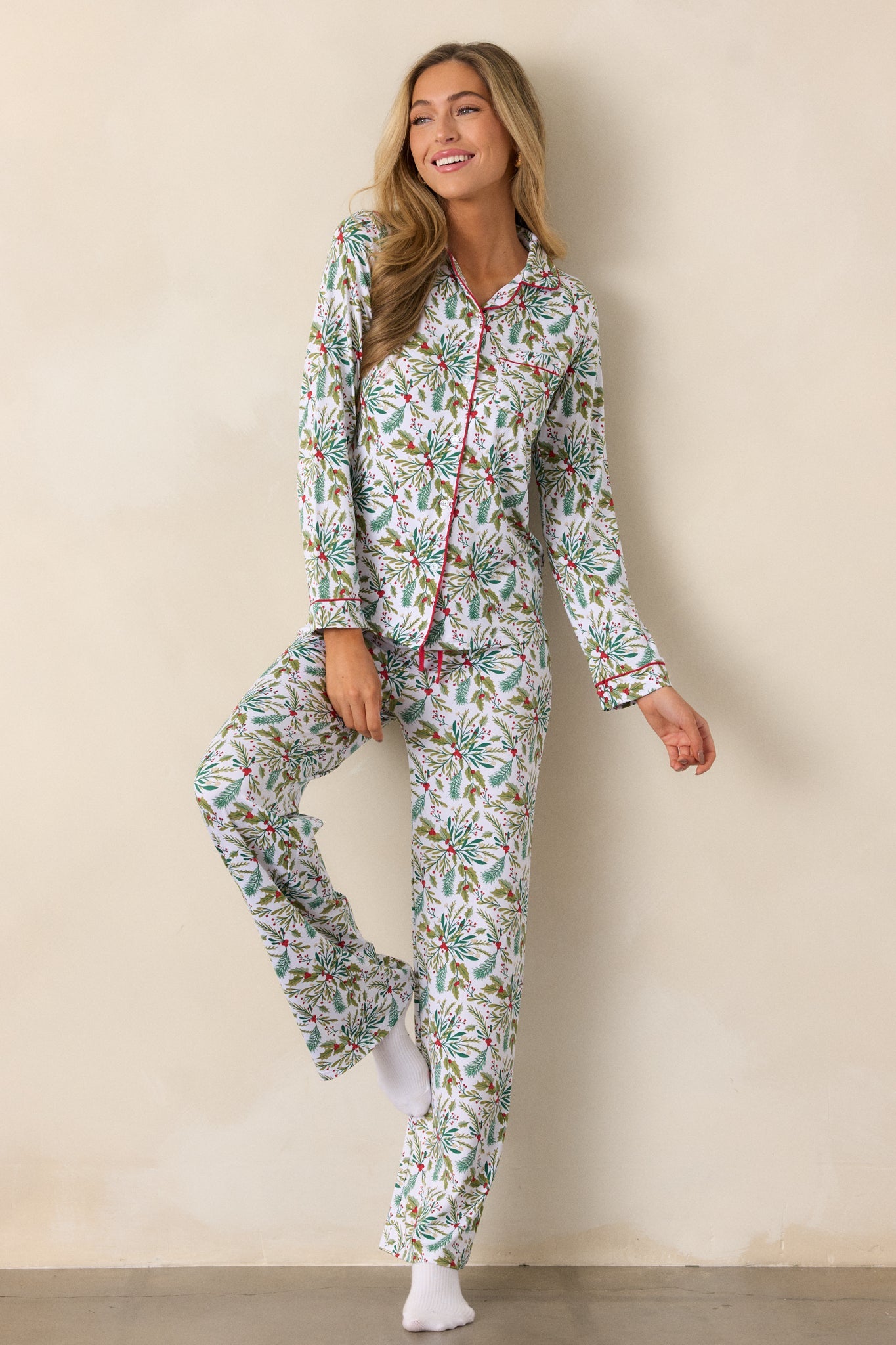Under the Mistletoe Ivory Pajama Top