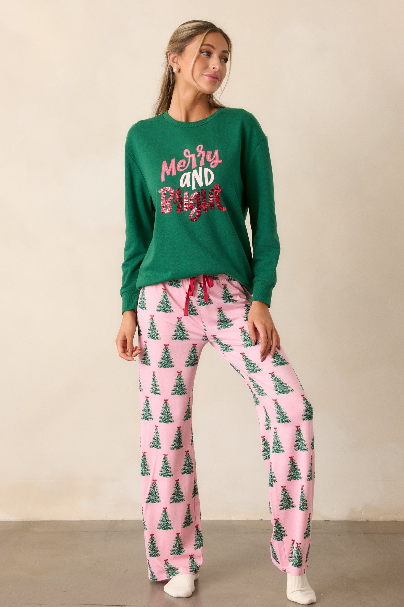 Pine and Peppermint Pink Pajama Pants