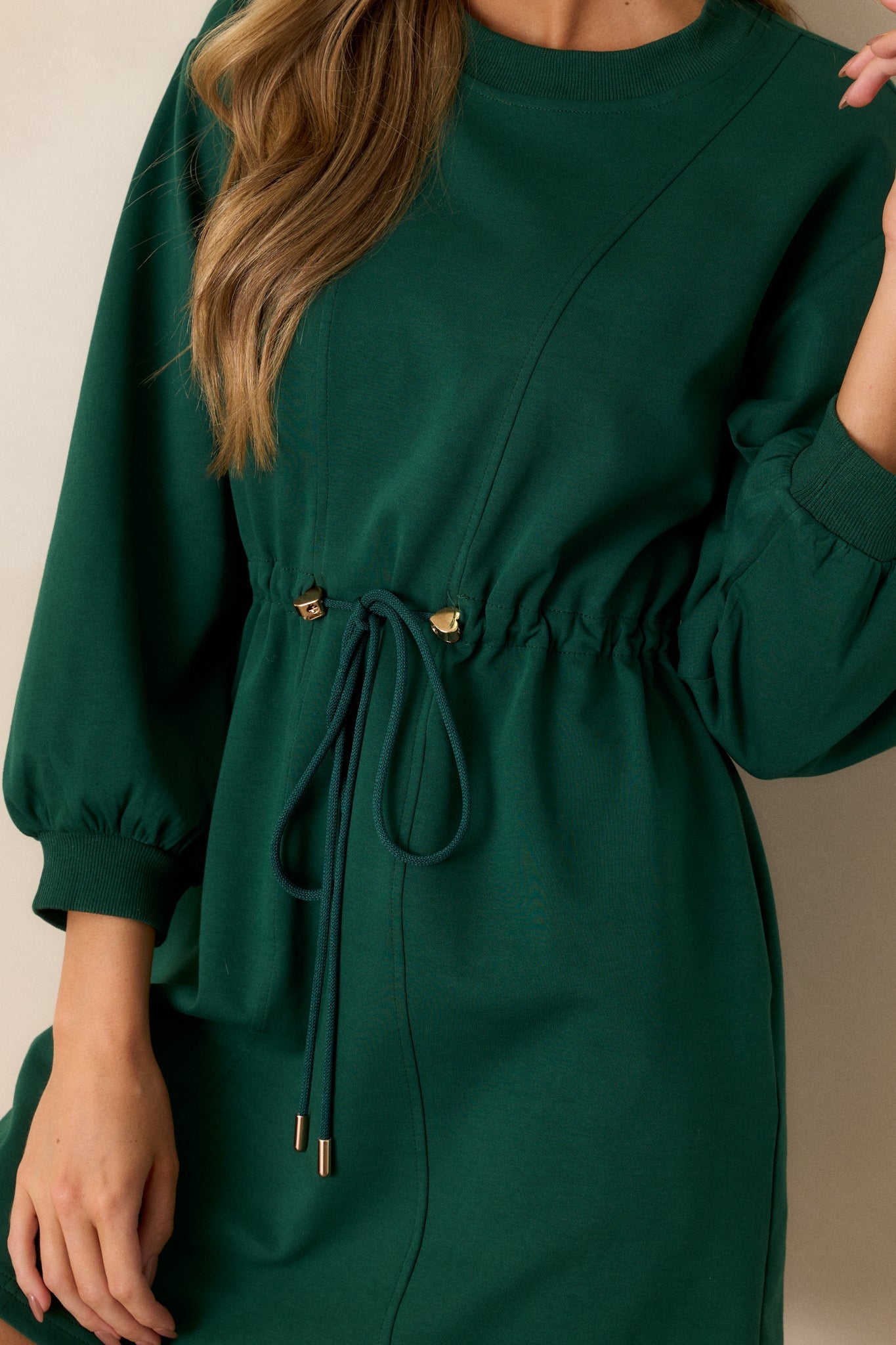 Mossy Haven Green Long Sleeve Sweatshirt Mini Dress