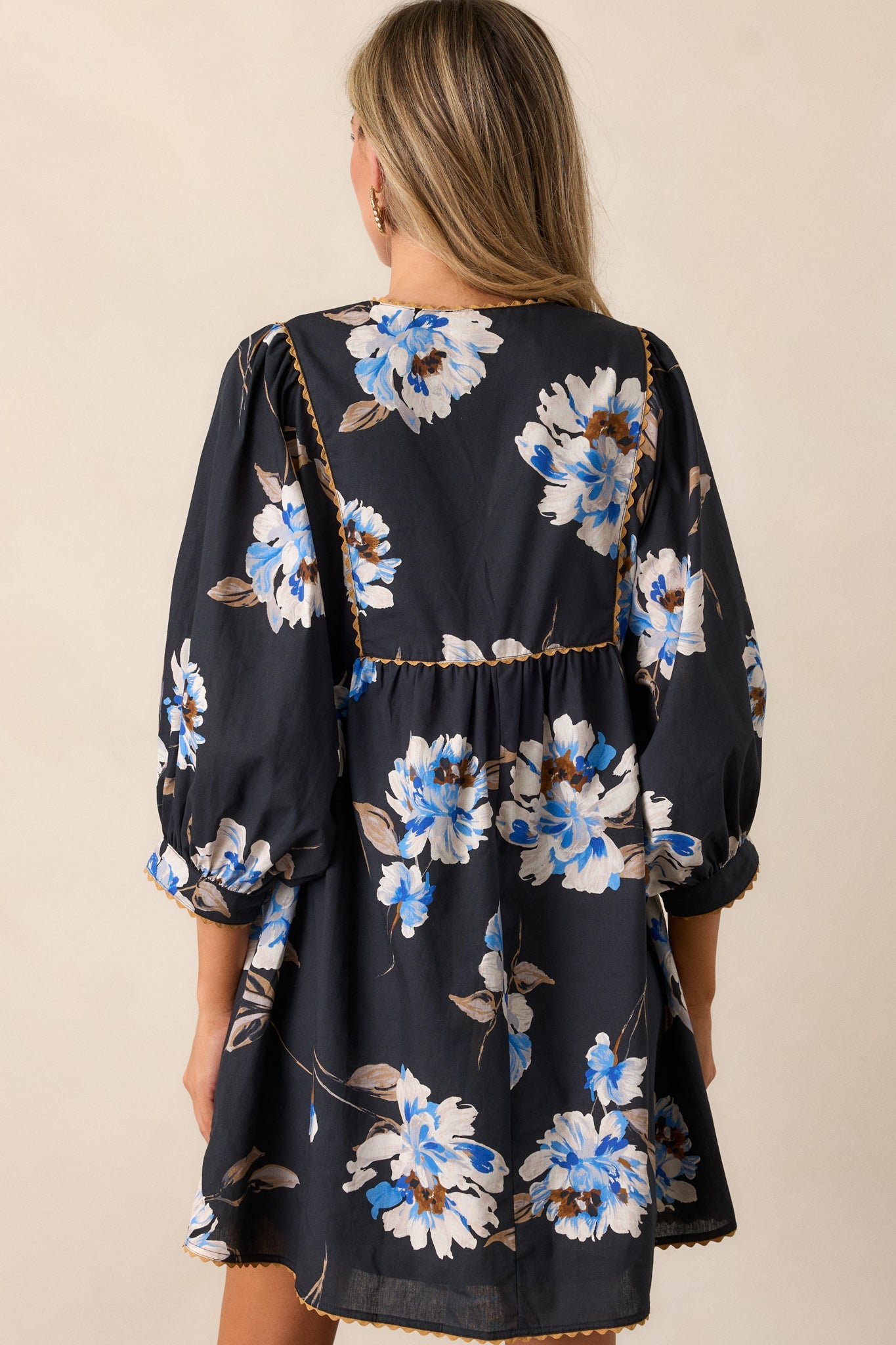 Under Pressure 100% Cotton Black Floral Mini Dress