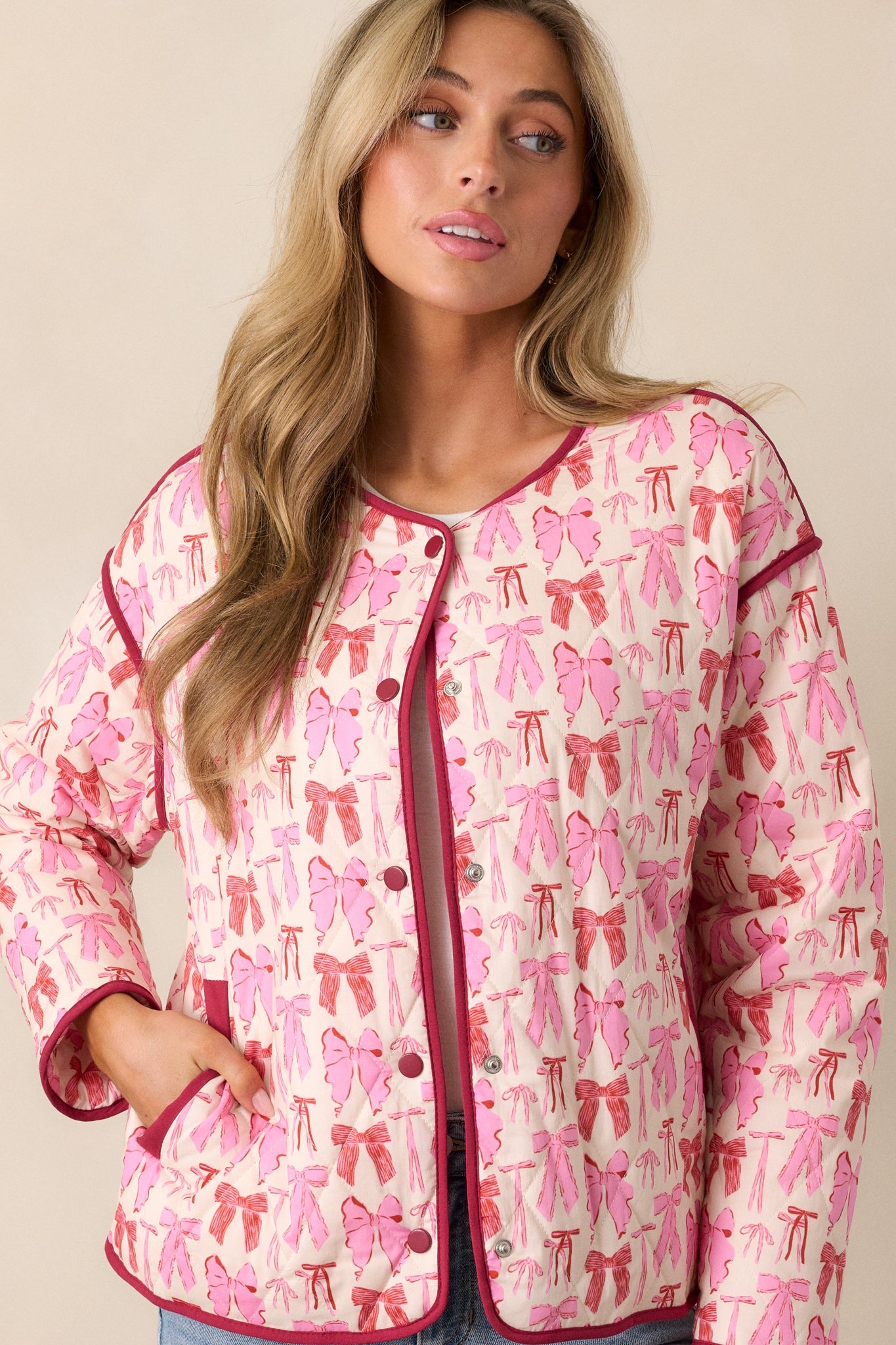 I Need to Know 100% Cotton Pink Quilted Jacket
