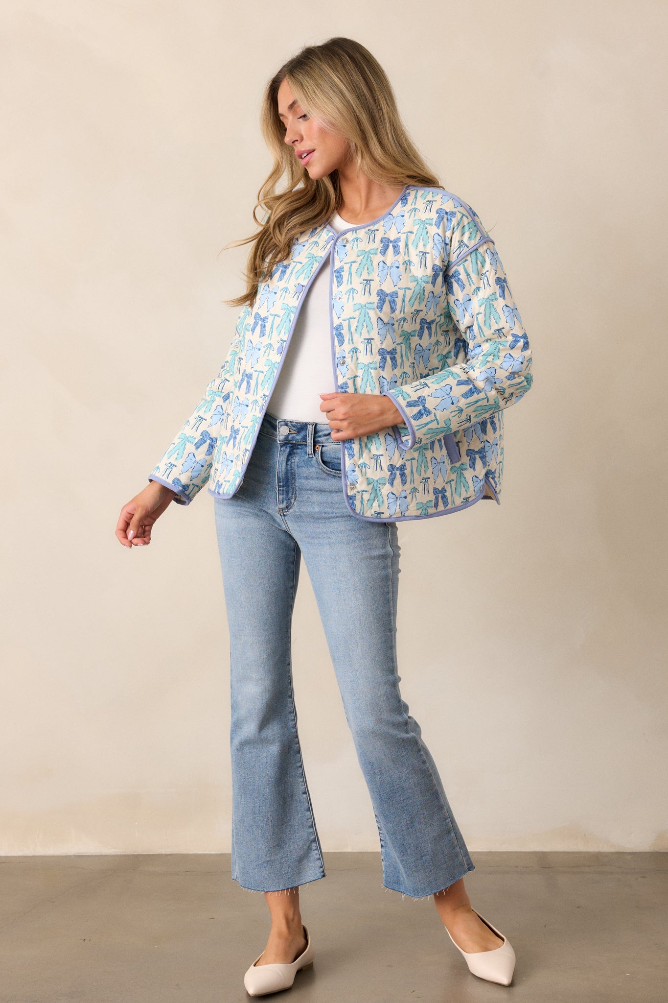 I Need to Know 100% Cotton Sky Blue Quilted Jacket