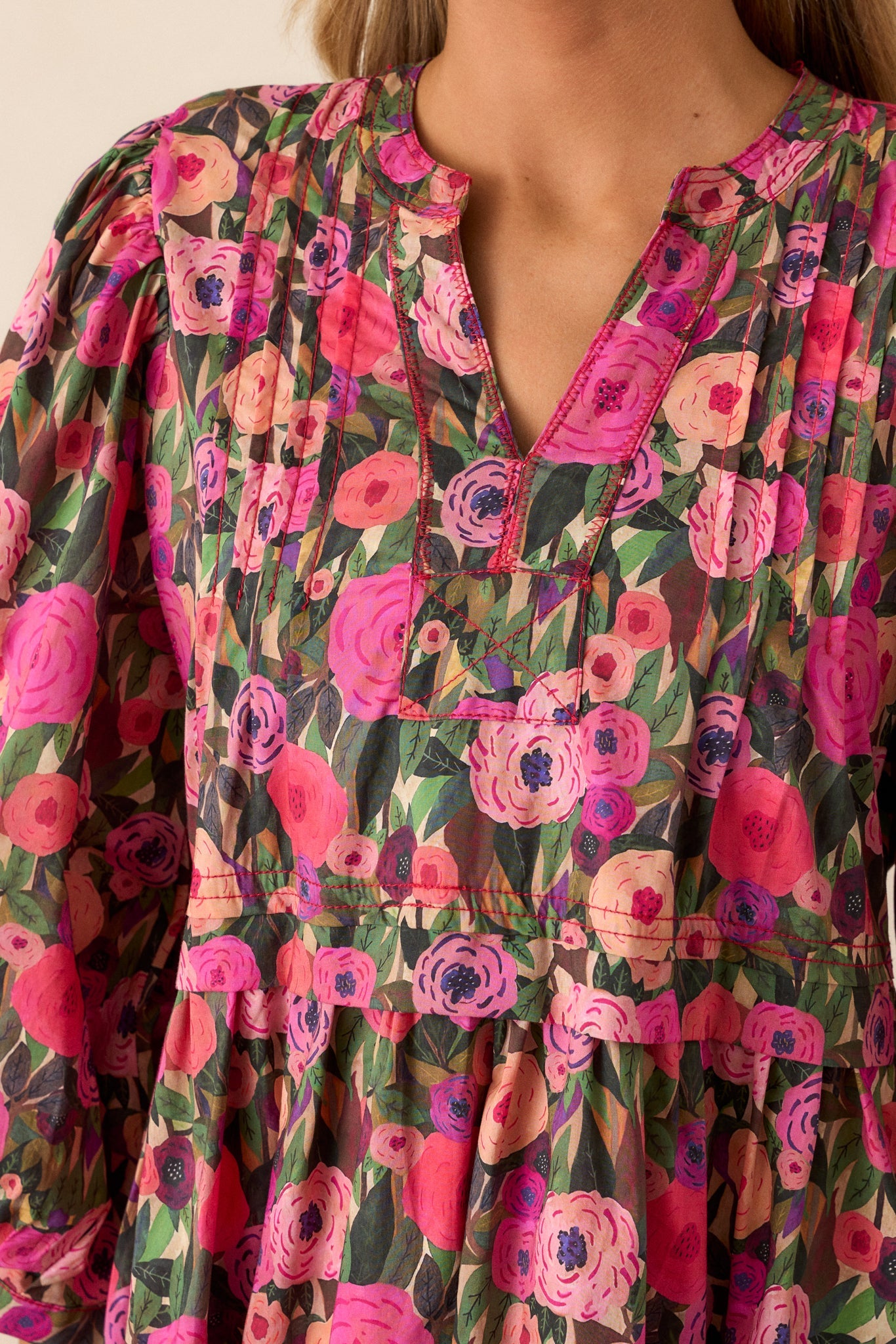 Wandering Hearts 100% Cotton Pink Floral Mini Dress