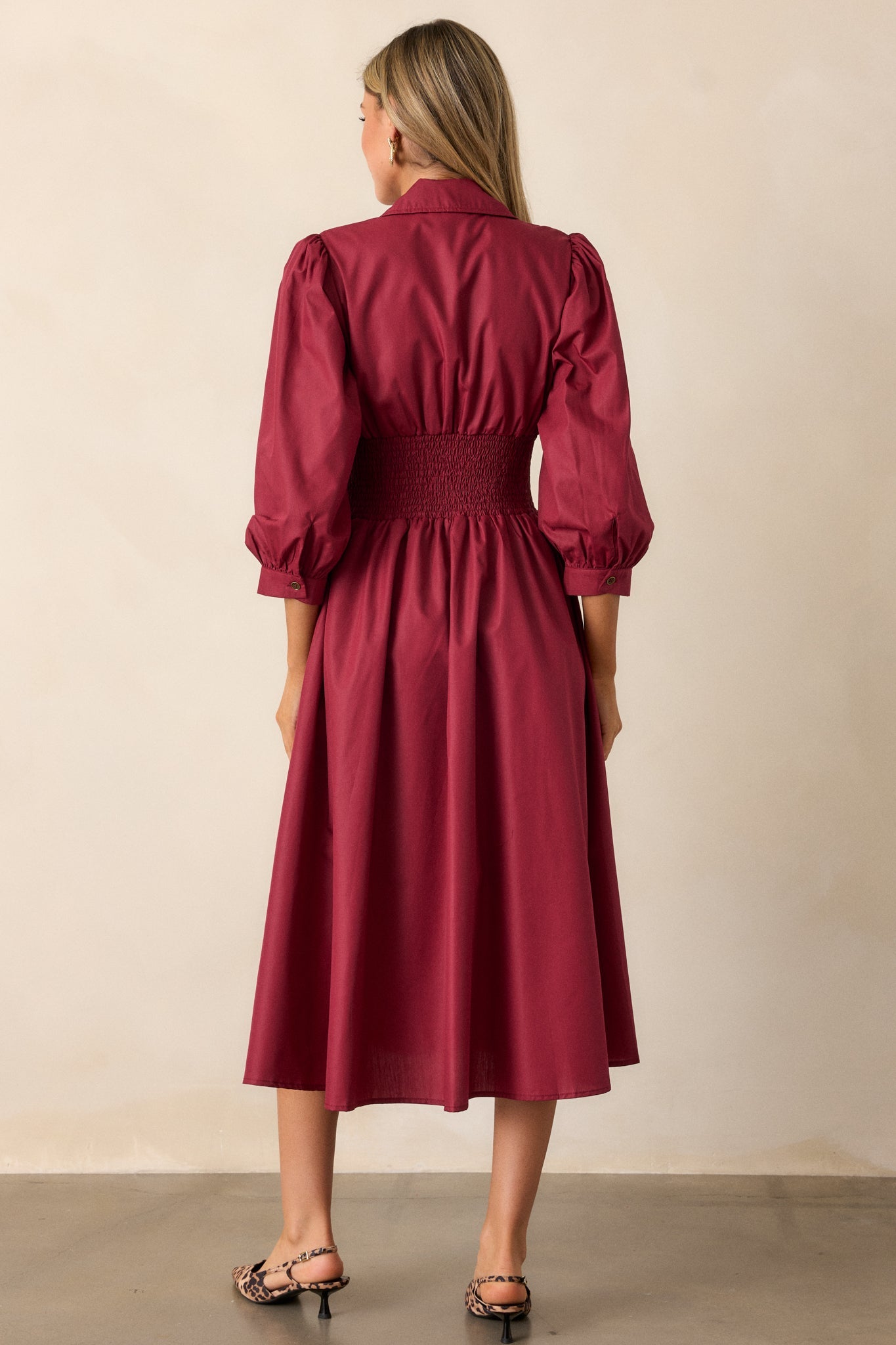 Shift in Perspective Dark Sangria Midi Dress