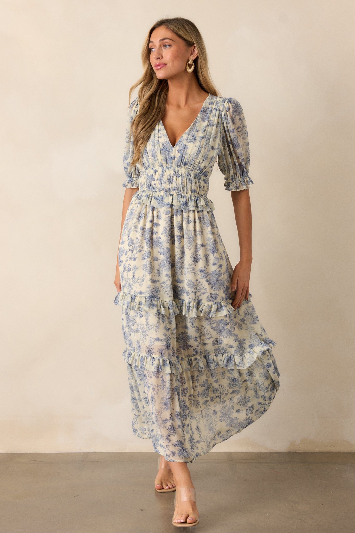 Midnight Train Blue Floral Midi Dress