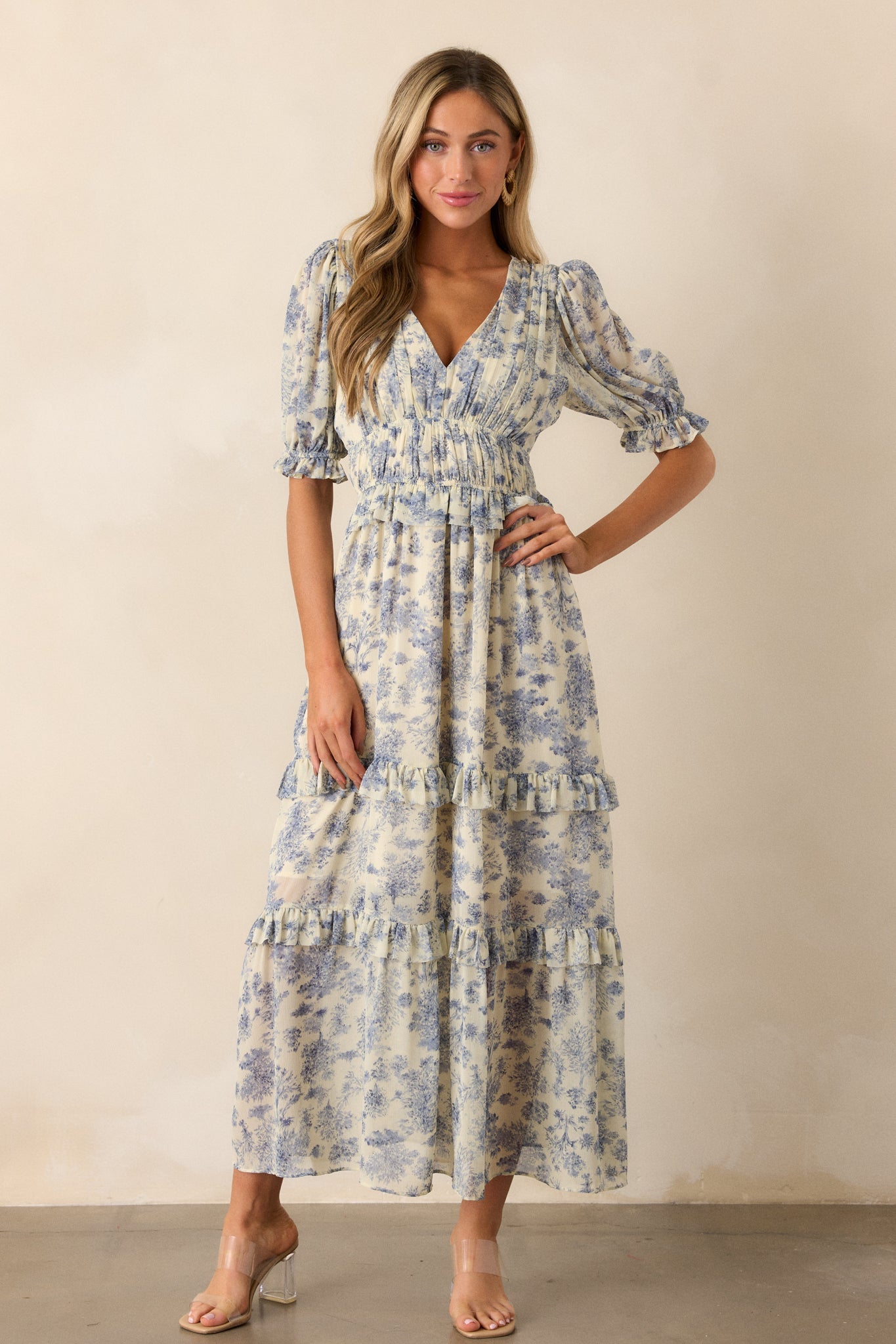 Midnight Train Blue Floral Midi Dress