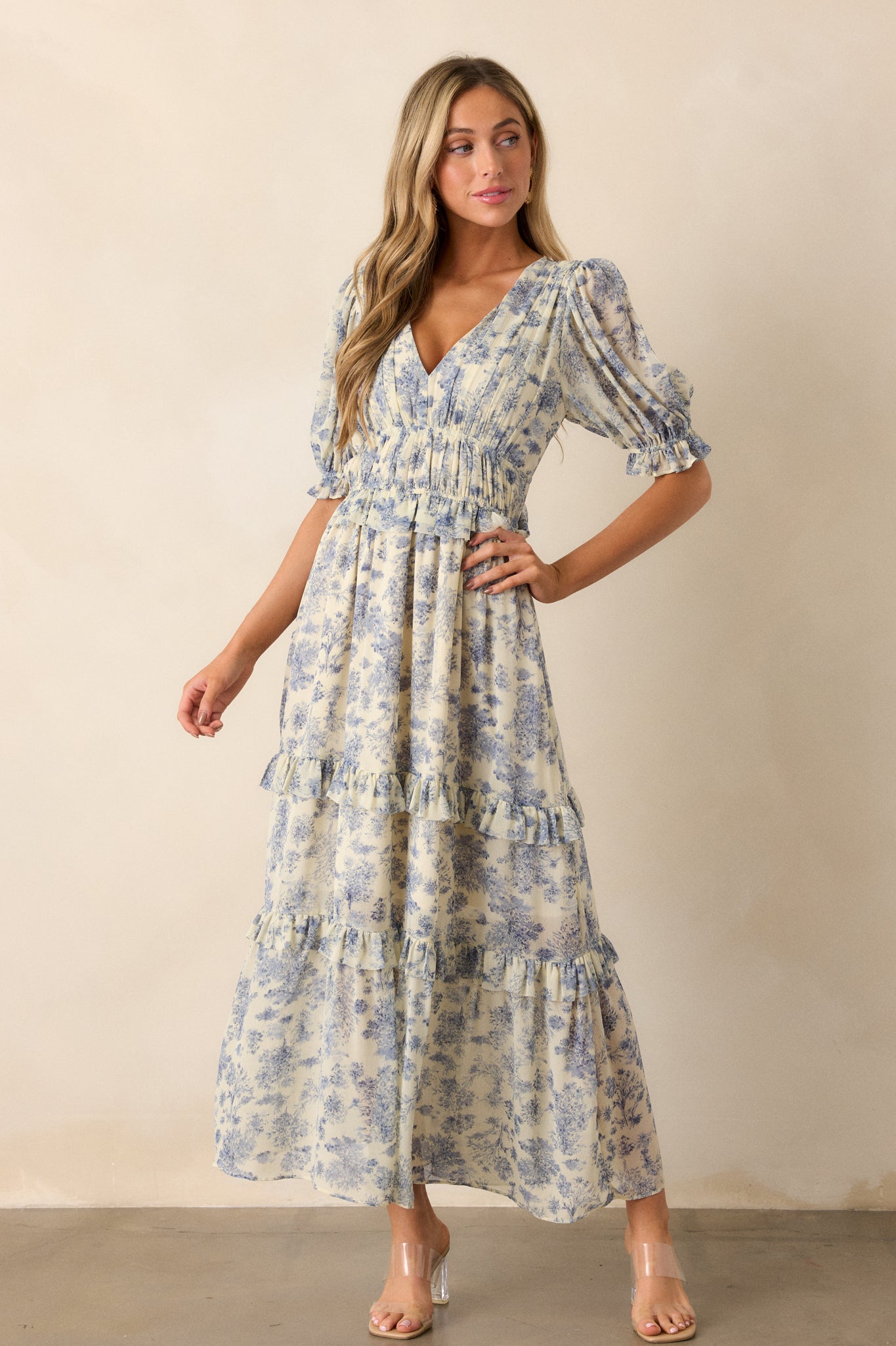 Midnight Train Blue Floral Midi Dress