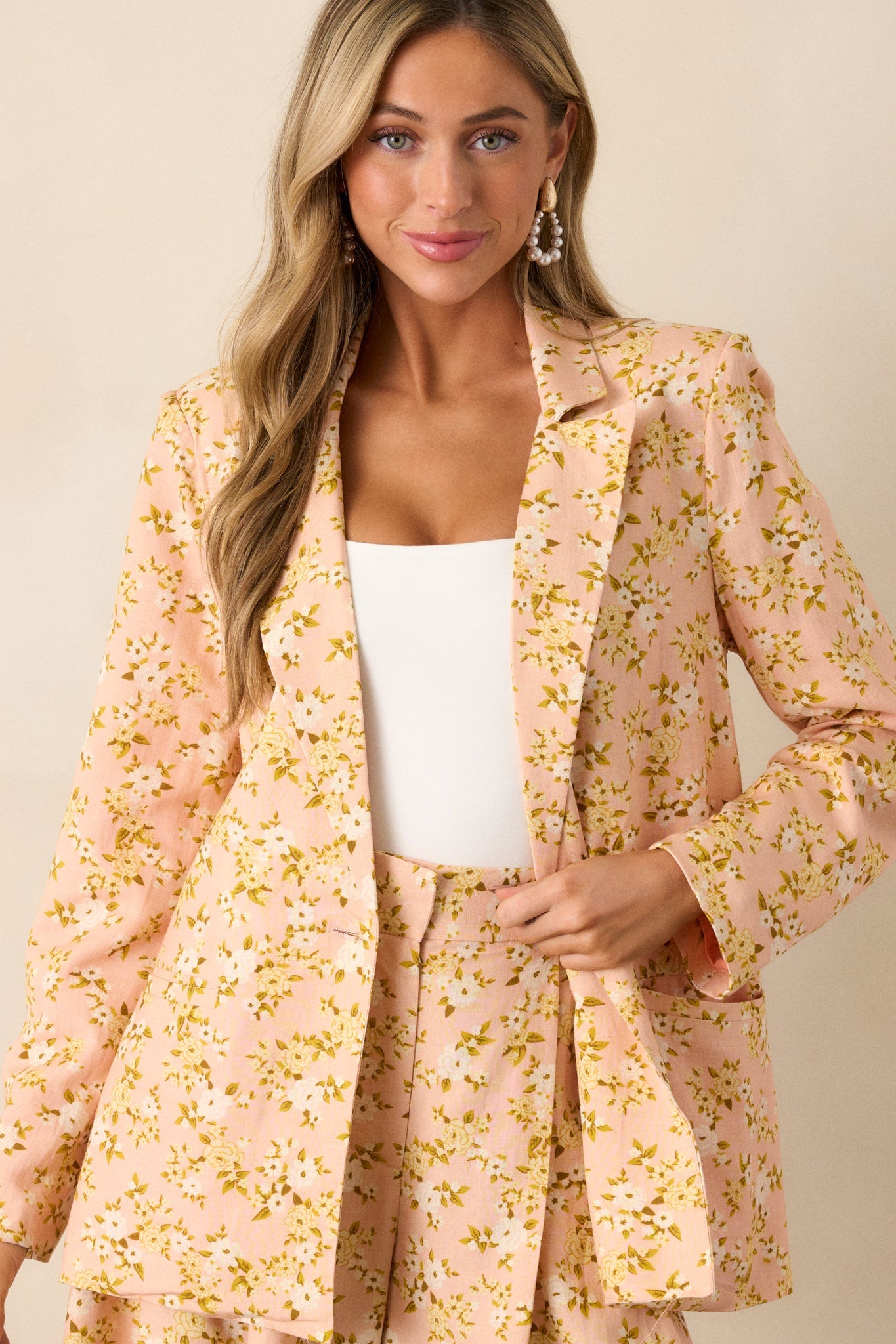 Blossoming Love Peach Orange Floral Blazer