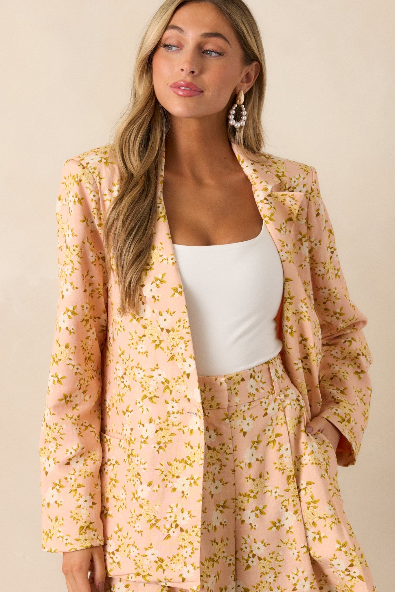 Blossoming Love Peach Orange Floral Blazer