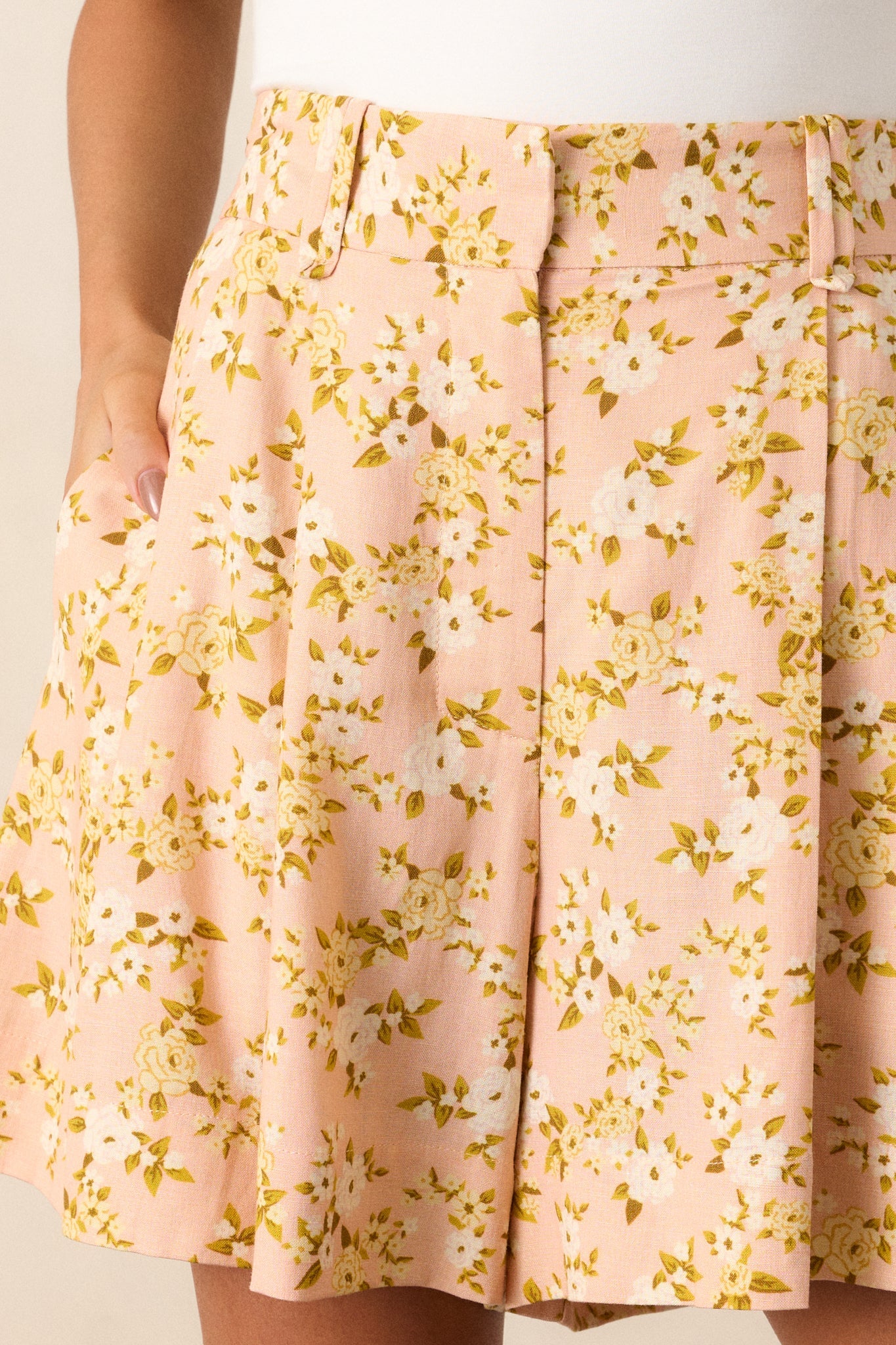 Sweet As Berries Peach Orange Floral Tailored Shorts