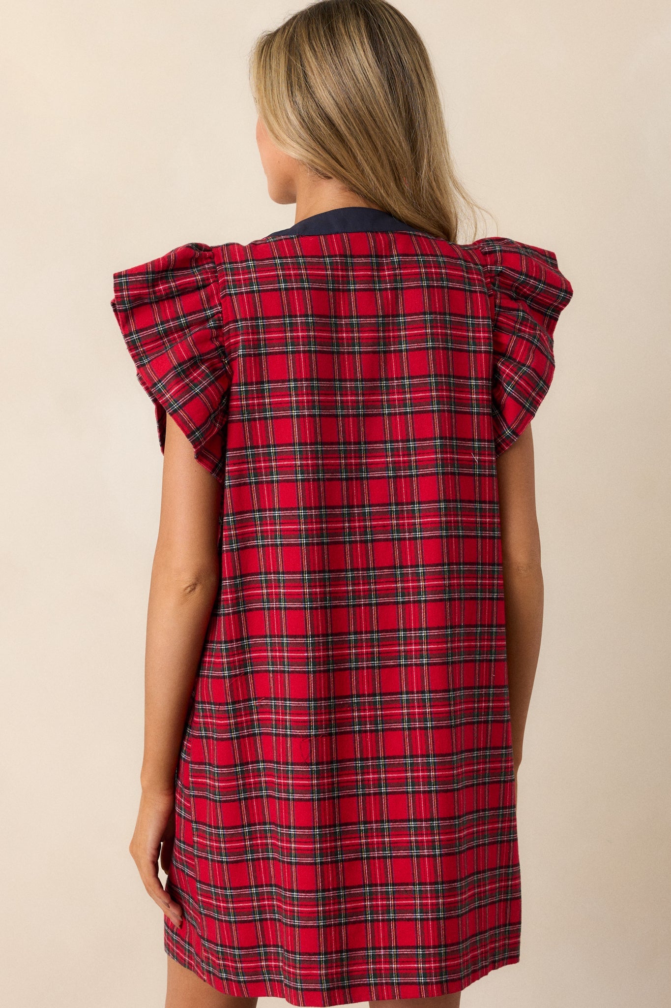 Now I Know 100% Cotton Red Plaid Mini Dress
