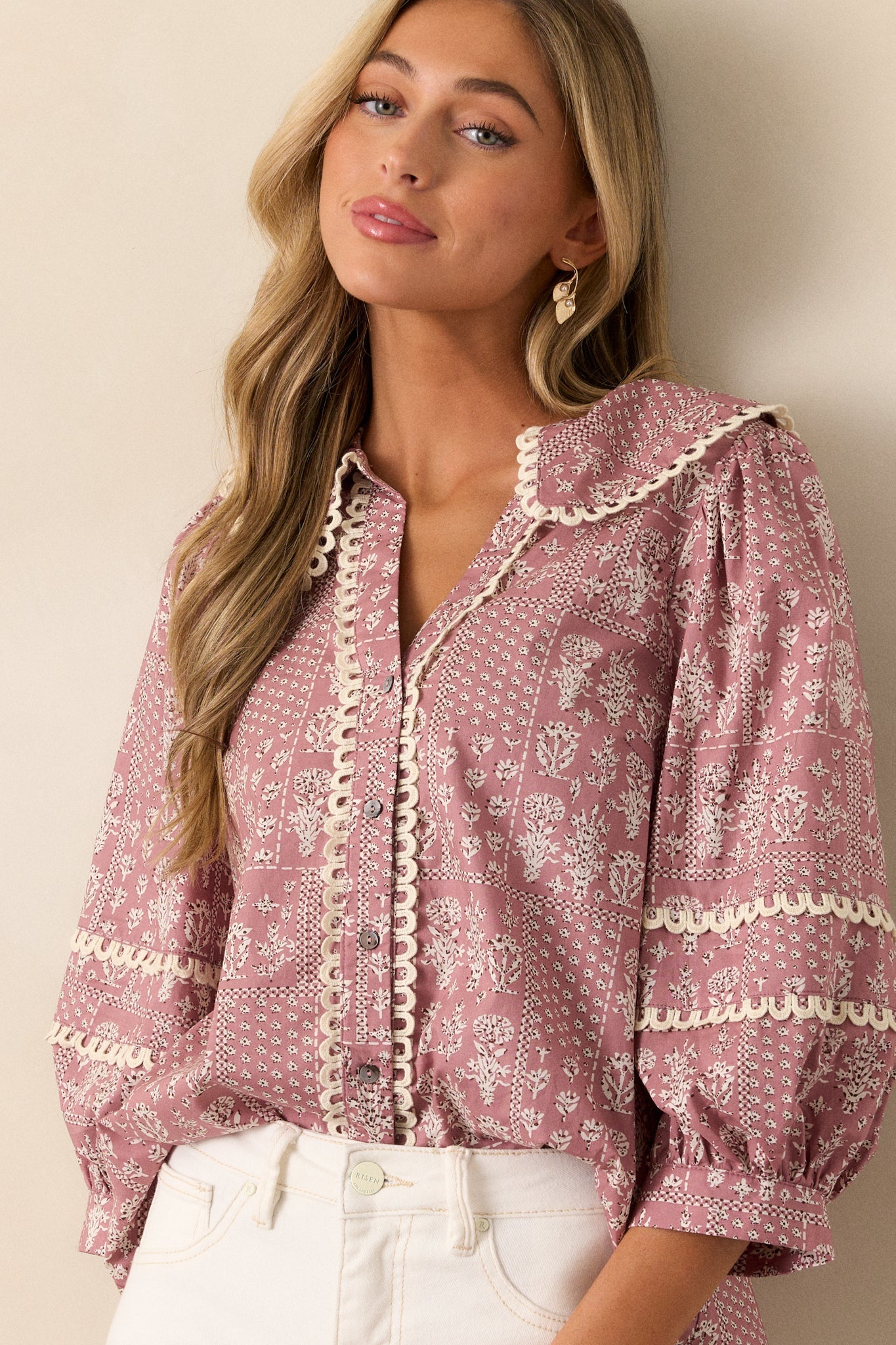 Harmonious Petals 100% Cotton Dusty Pink Blouse