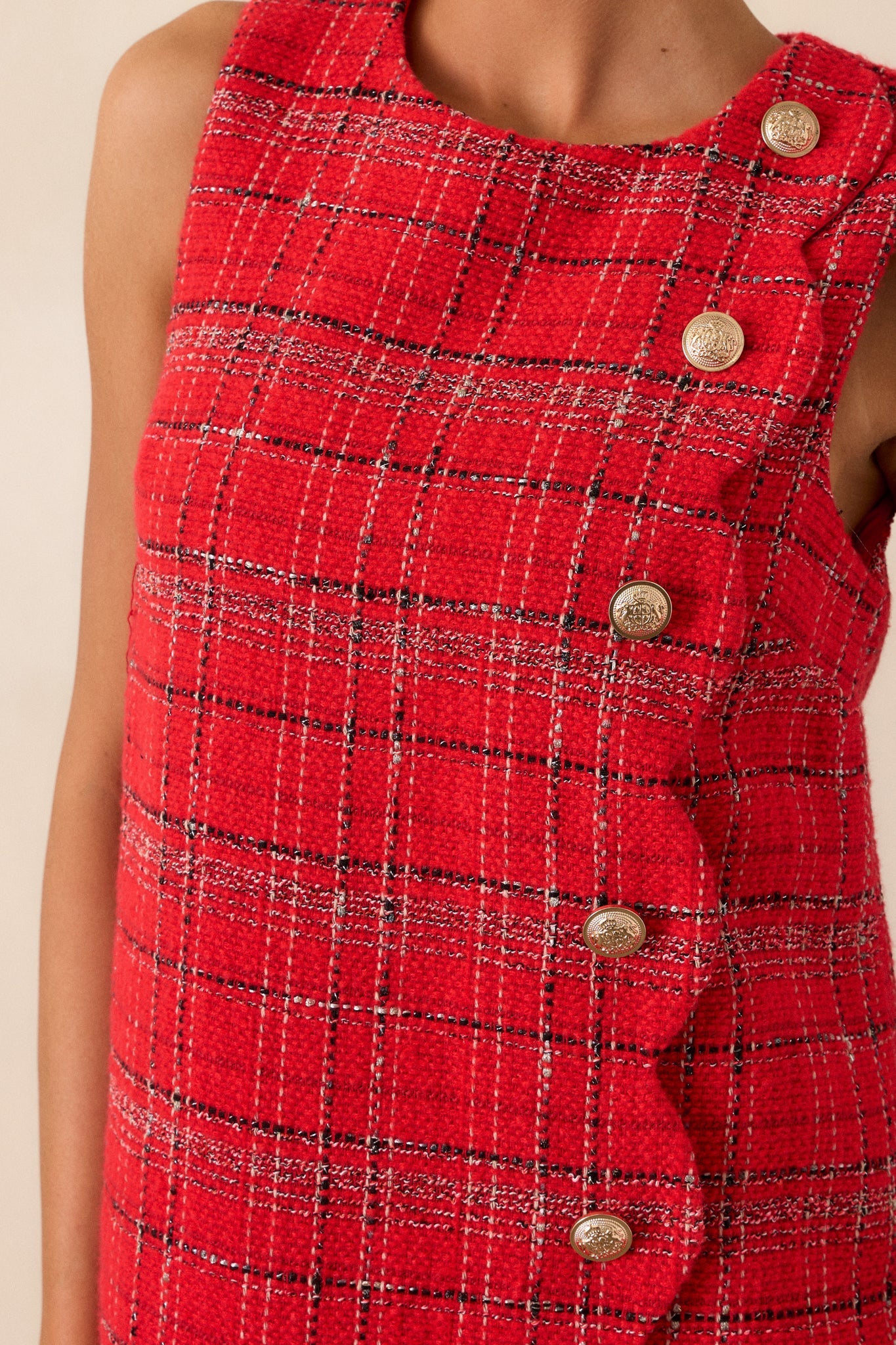 Radiant Spirit Red Tweed Mini Dress
