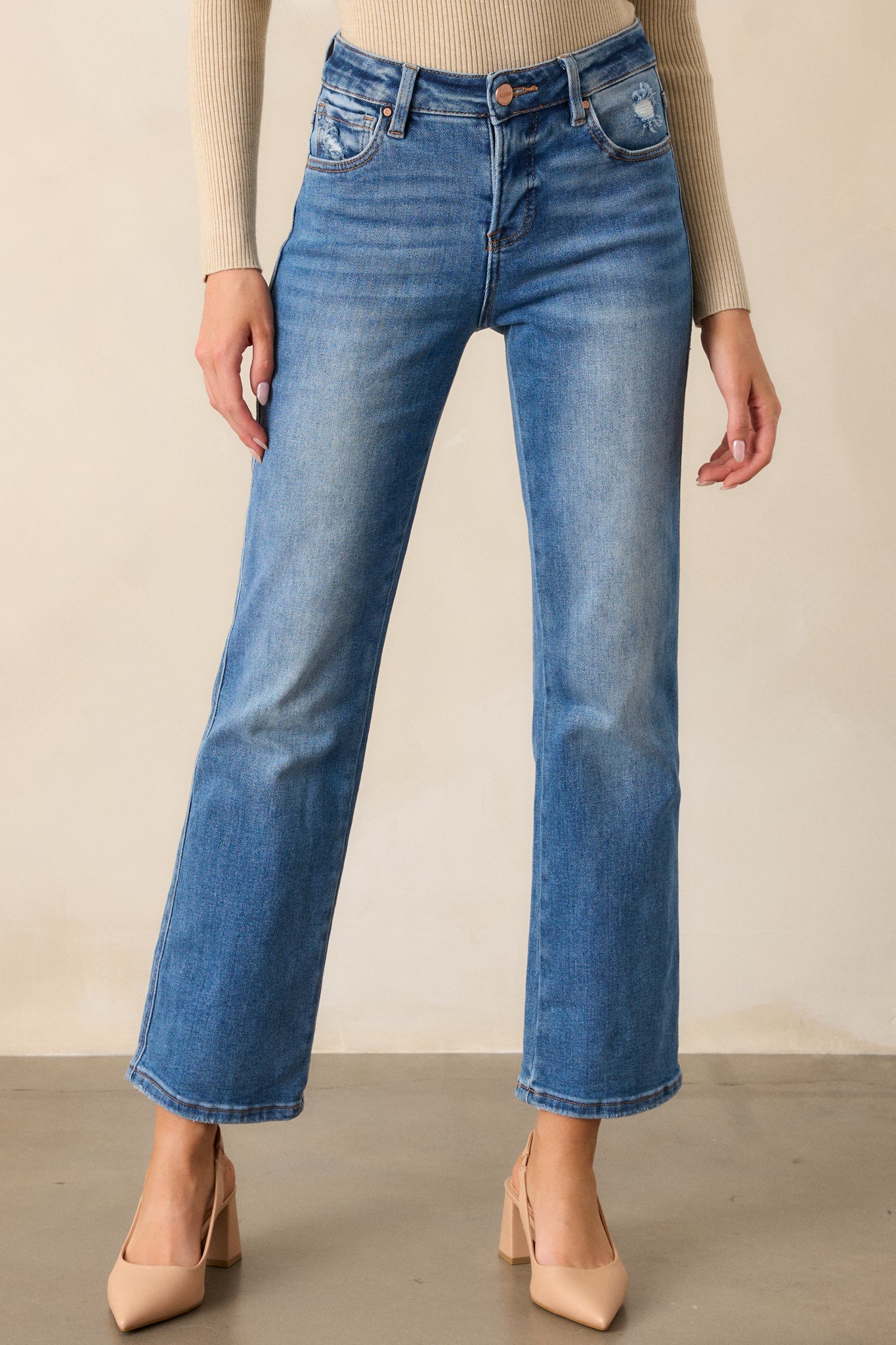 A Little Extra Medium Wash Straight Leg Jeans