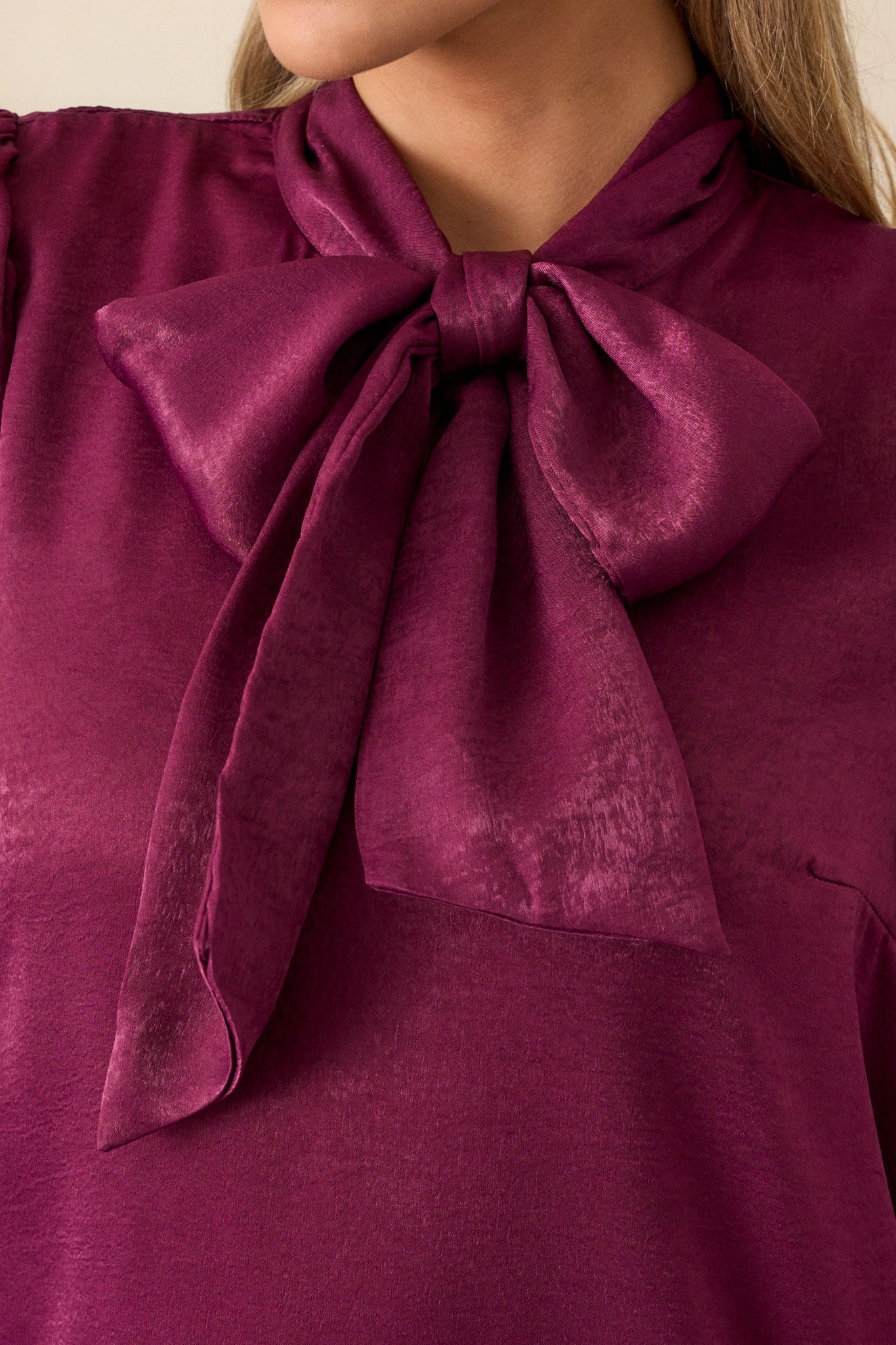 I'm In Charge Dark Purple Tie Neck Top