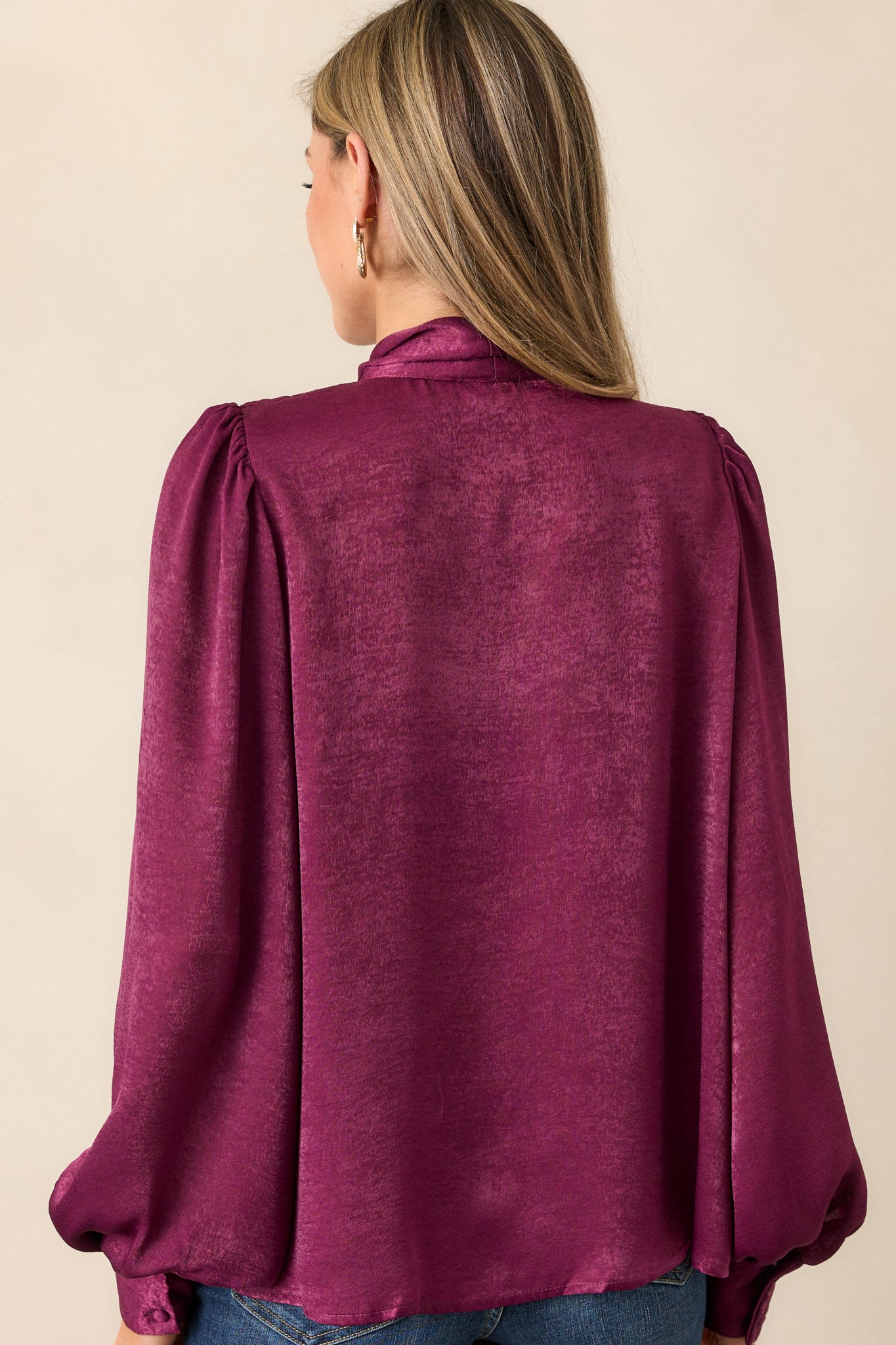 I'm In Charge Dark Purple Tie Neck Top